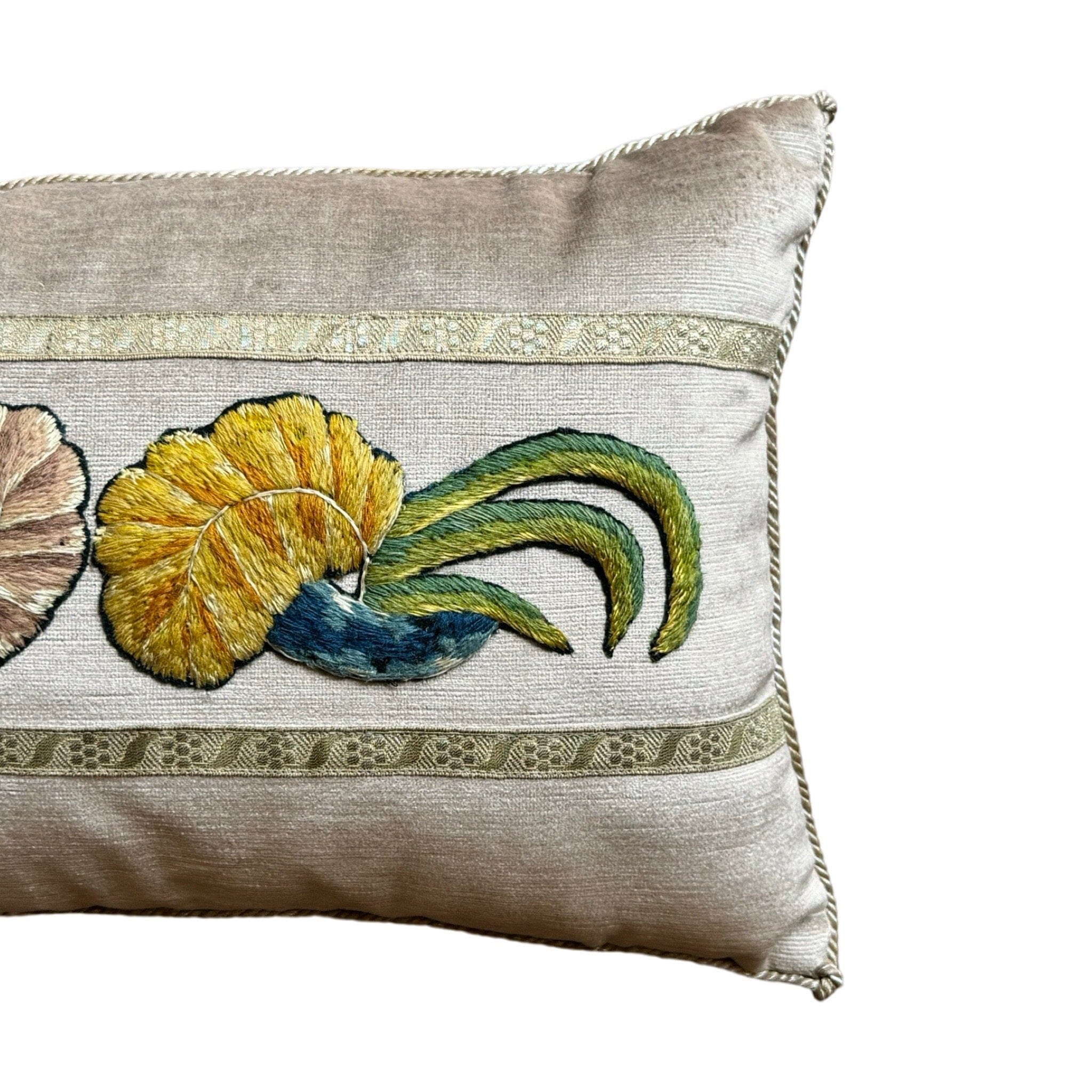 Antique English Crewel Embroidery (#E061824 | 11.5 x 18") New Pillows B. Viz Design