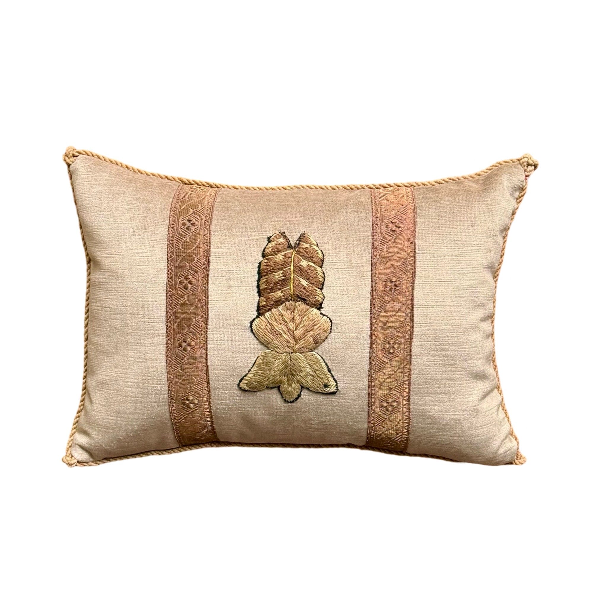 Antique English Crewel Embroidery (#E061924 | 10 1/2 x 15") New Pillows B. Viz Design