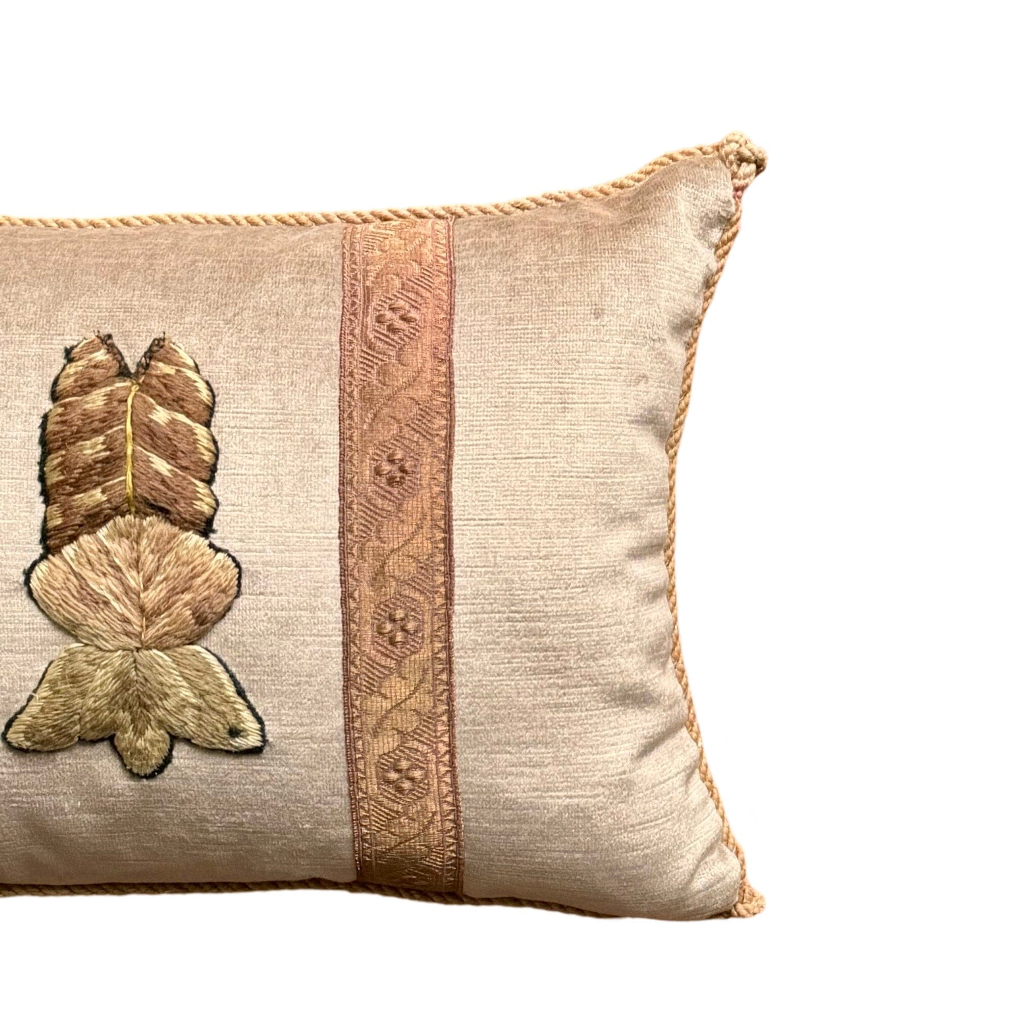 Antique English Crewel Embroidery (#E061924 | 10 1/2 x 15") New Pillows B. Viz Design