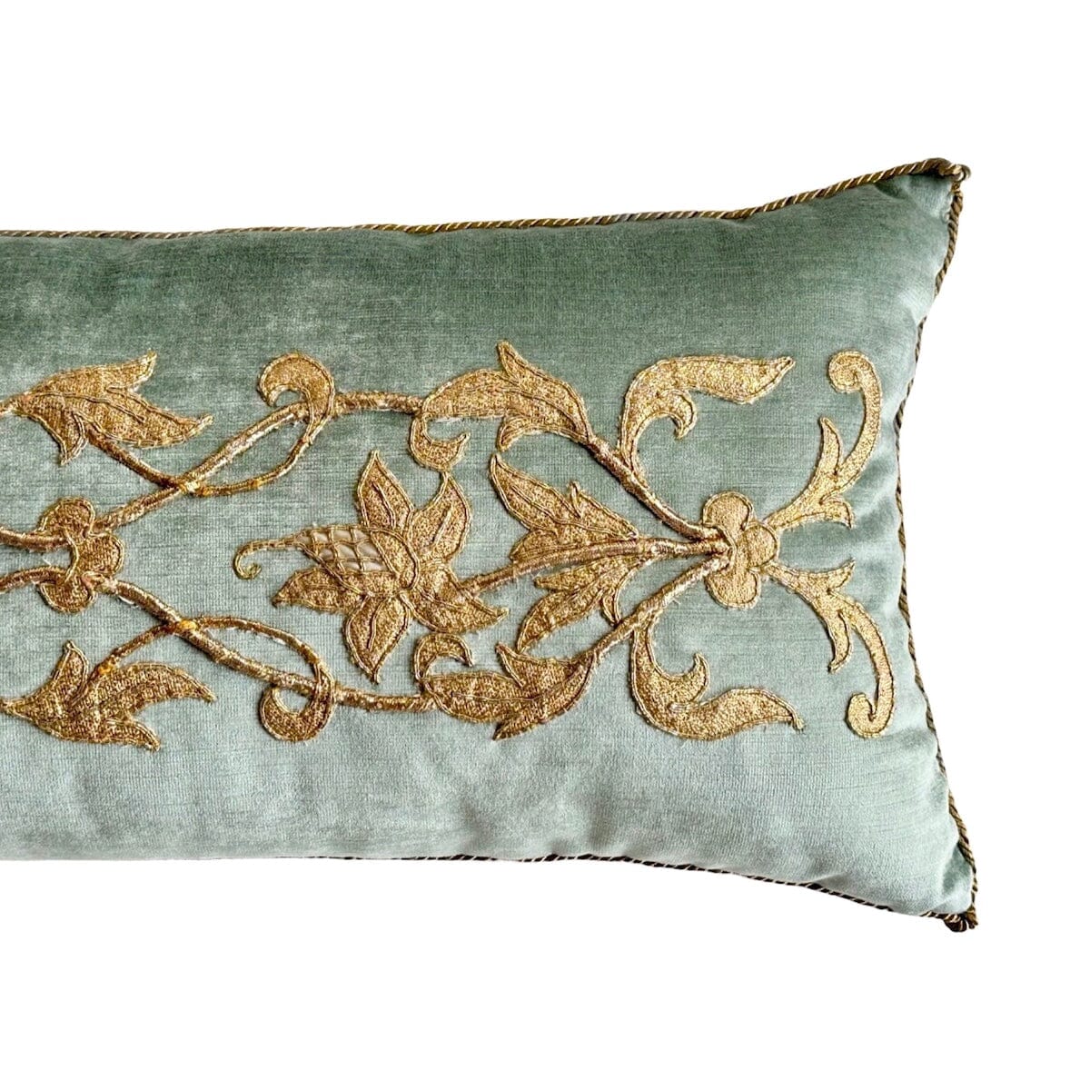 Antique European Champagne Gold Metallic Embroidery (#A040324 | 12 x 25") New Pillows B. Viz Design
