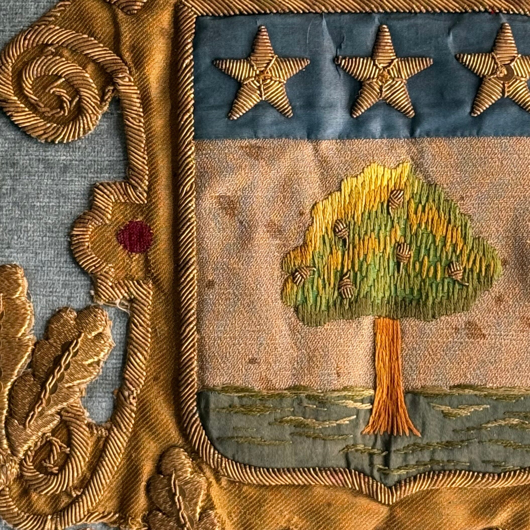 Antique European Crest Embroidery (#E090424 | 19 x 23") New Pillows B. Viz Design