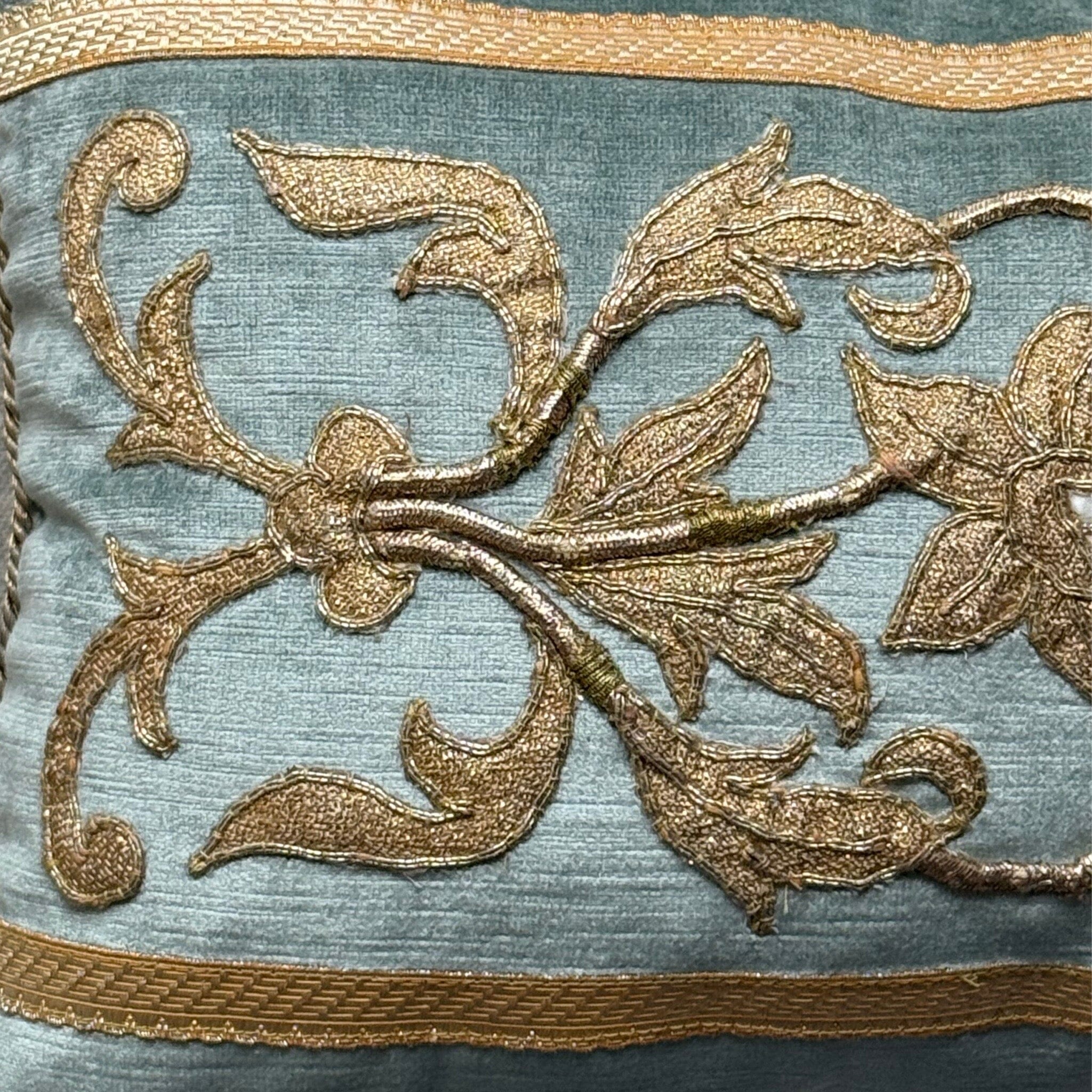 Antique European Gold Metallic and Silk Applique (#M071524 | 12 x 24") Pillow B. Viz Design