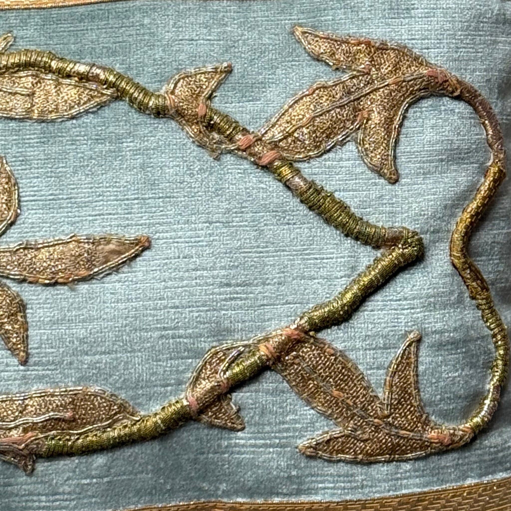 Antique European Gold Metallic and Silk Applique (#M071524 | 12 x 24") Pillow B. Viz Design