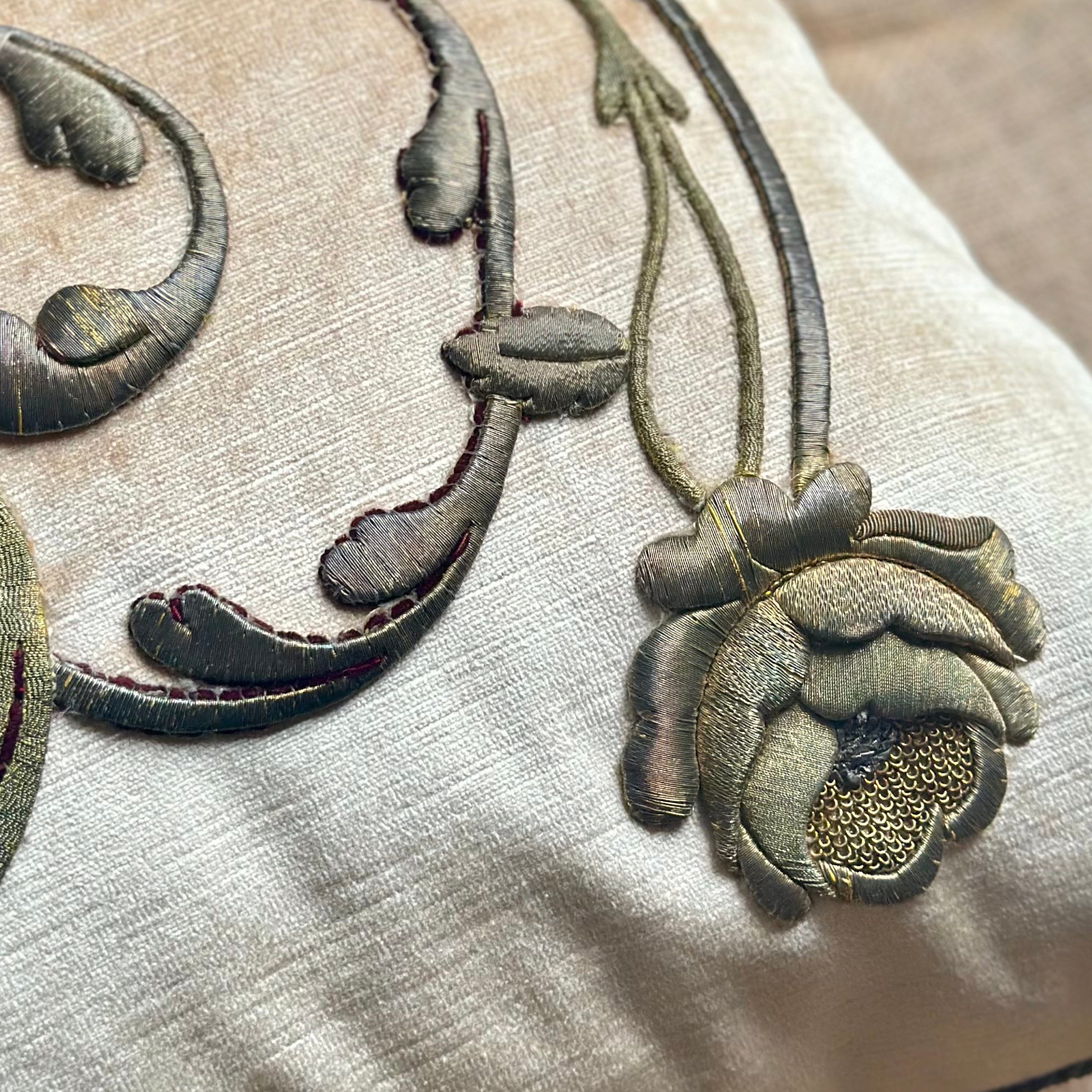 Antique European Gold Metallic Embroidery (#E061024 | 20 x 37 3/4") Pillows B. Viz Design