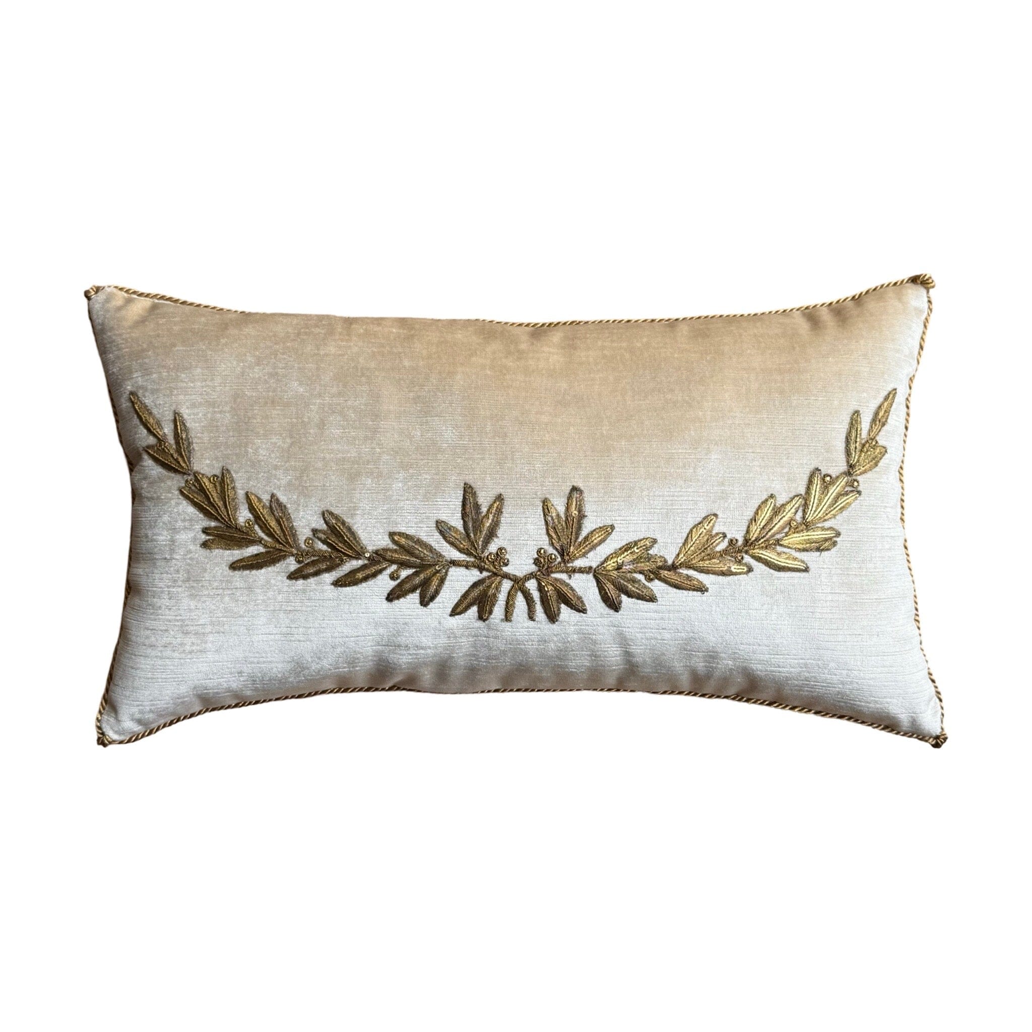 Antique European Metallic Embroidery and Sequin Work (E102424 | 10.5 x 19") New Pillows B. Viz Design