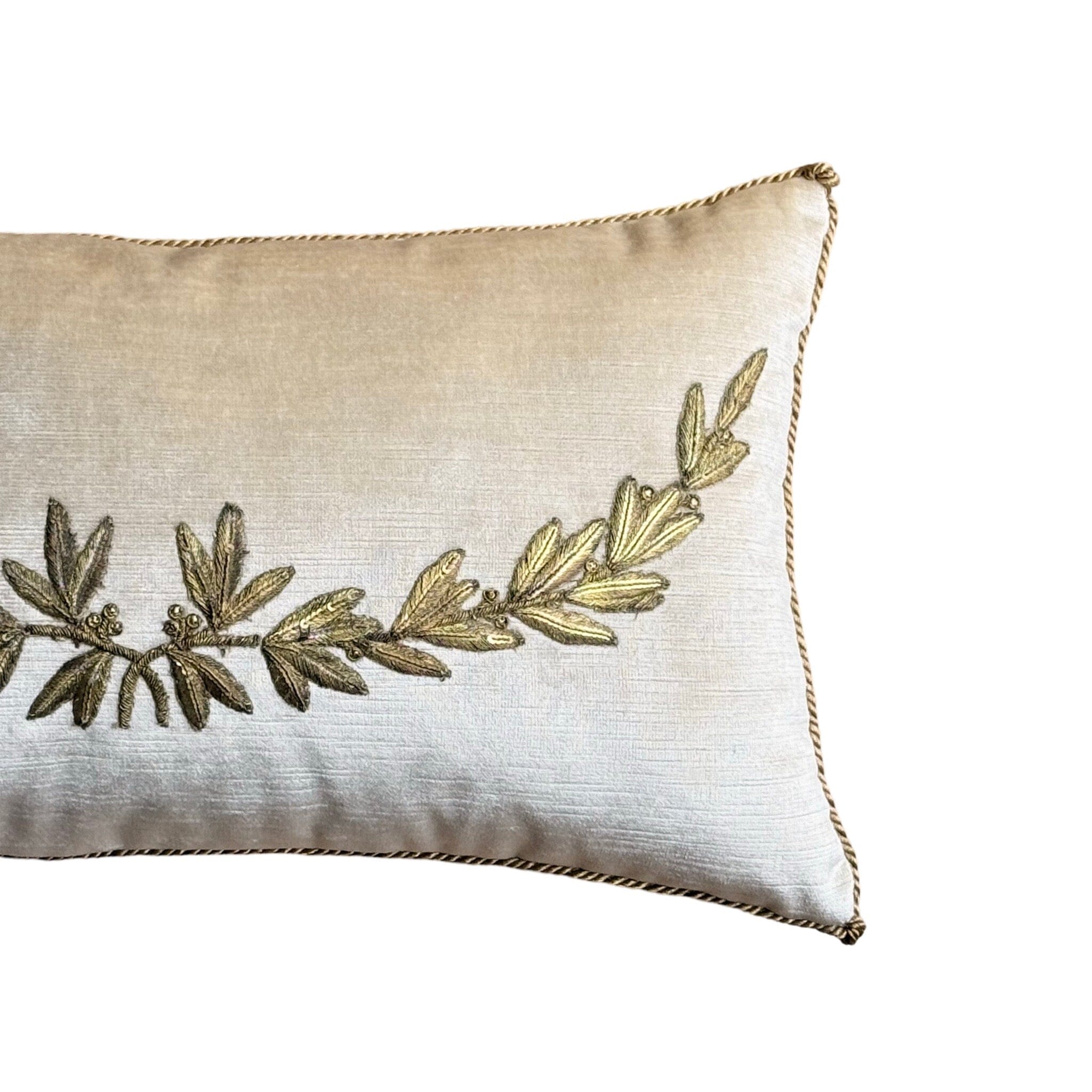 Antique European Metallic Embroidery and Sequin Work (E102424 | 10.5 x 19") New Pillows B. Viz Design