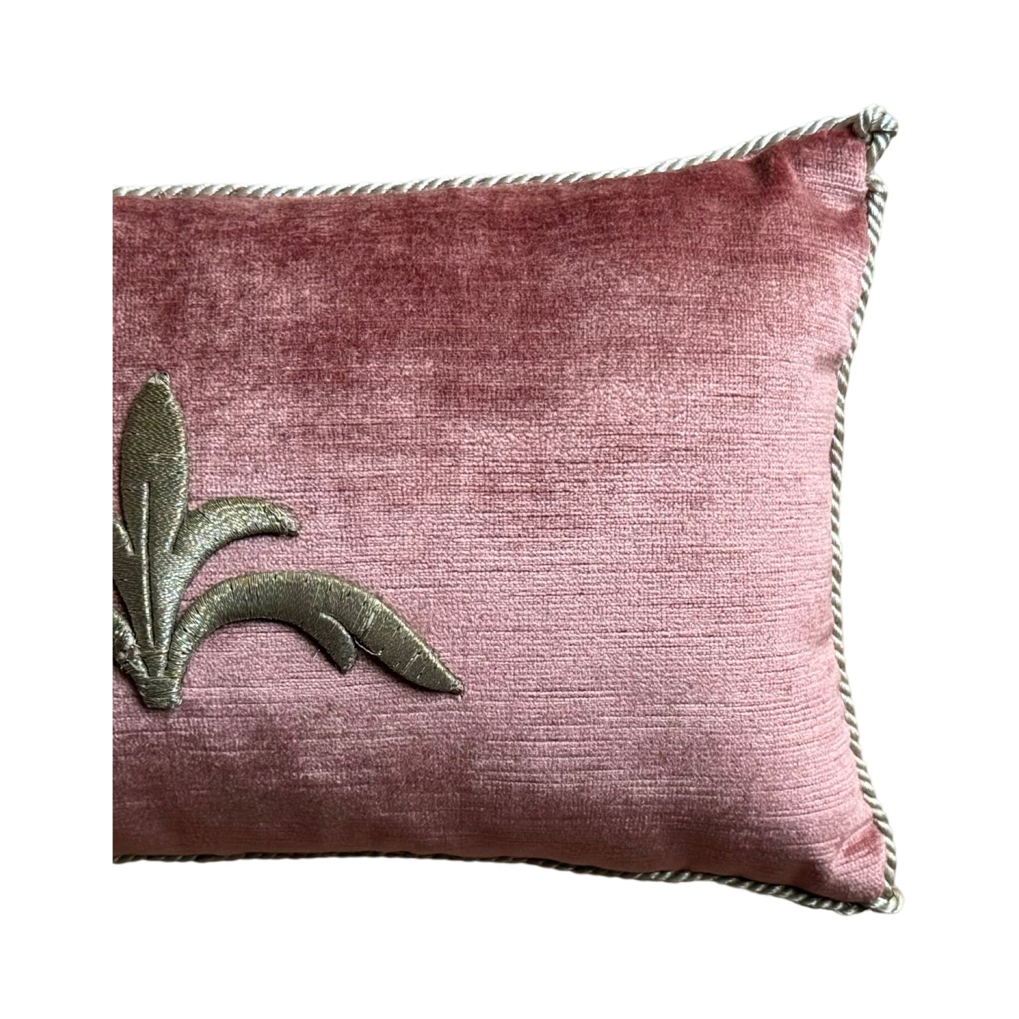 Antique European Metallic Silver Embroidery (#E070524 | 8 x 14") New Pillows B. Viz Design