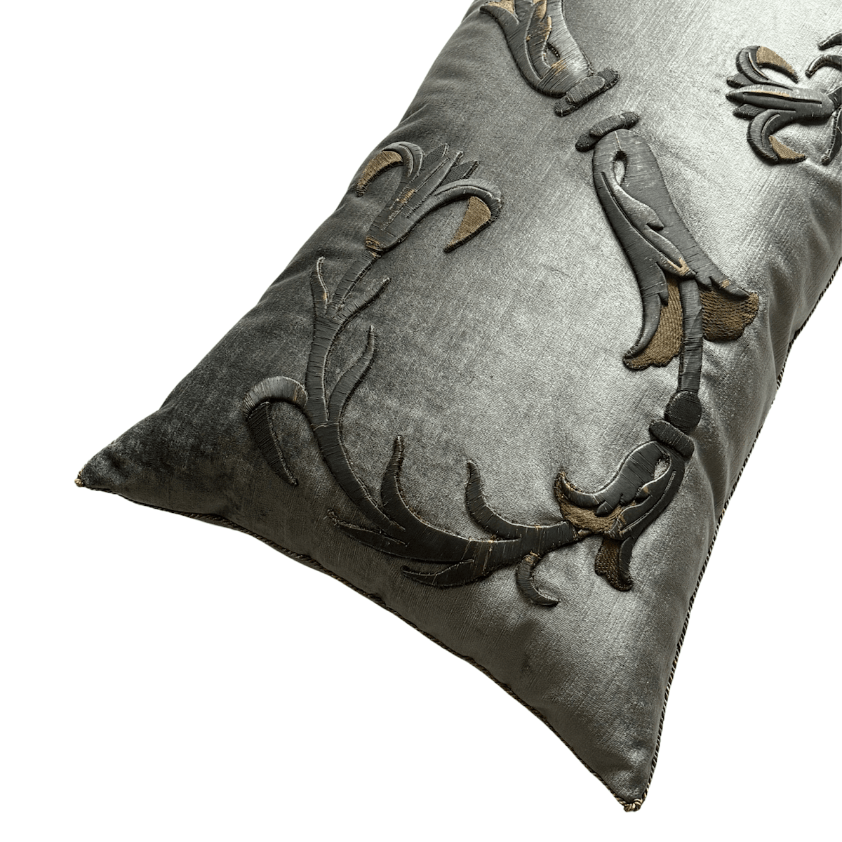 Antique European Raised Bronze and Gold Embroidery (#E122923 | 19 x 32") New Pillows B. Viz Design 