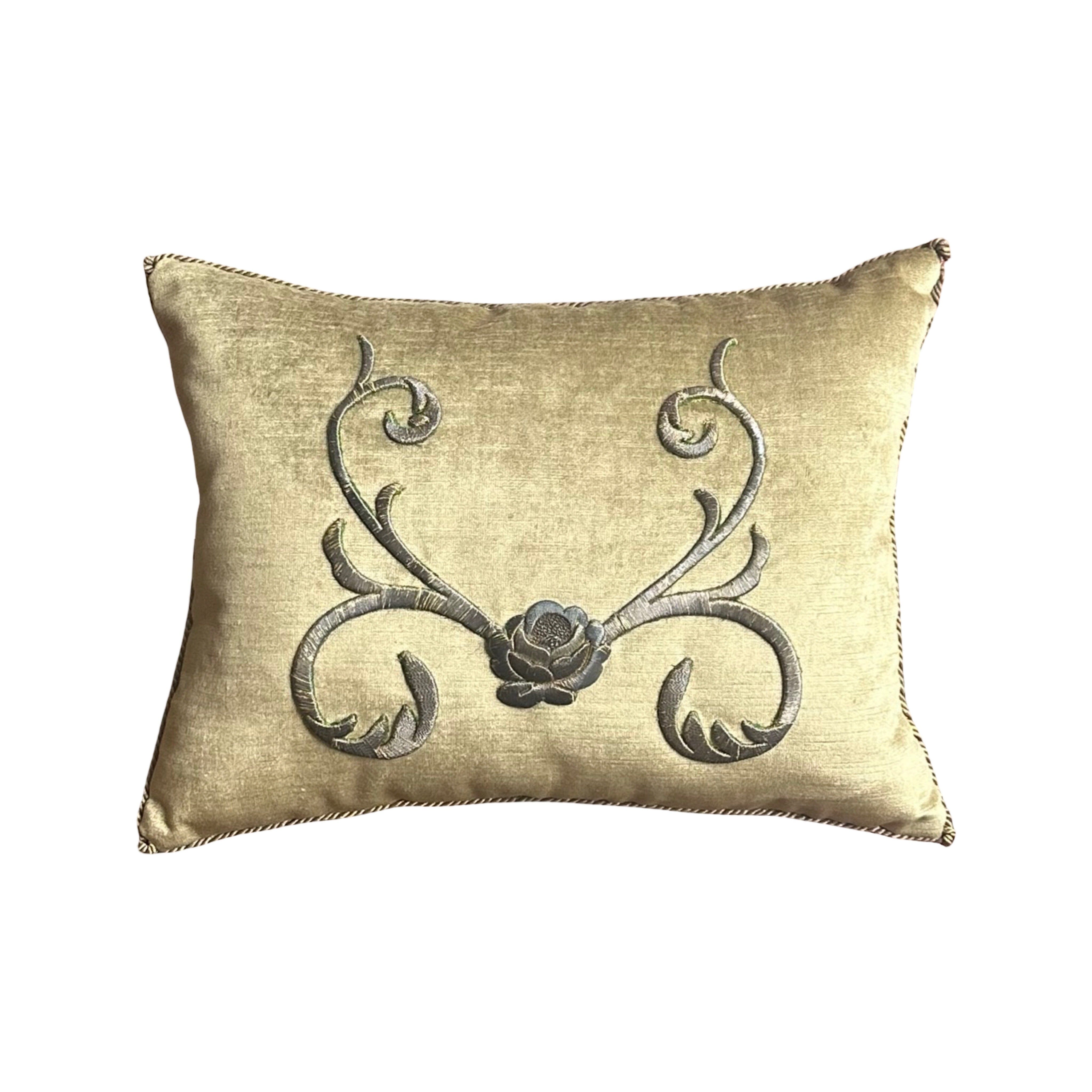 Antique European Raised Bronze Metallic Embroidery (#E041225 | 12.5 x 16.5") New Pillows B. Viz Design