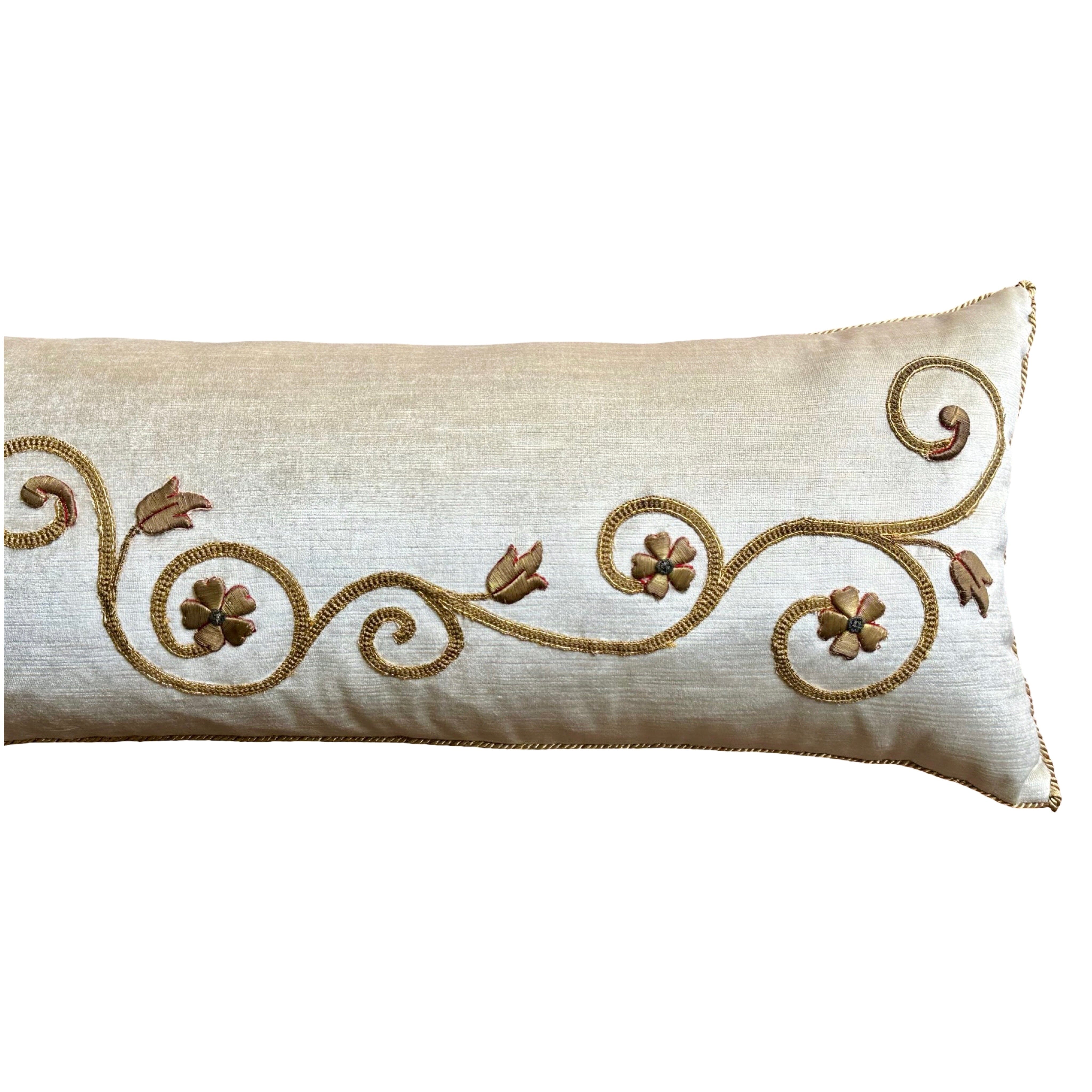 Antique European Raised Gold Embroidery (#E041425 | 12 x45") New Pillows B. Viz Design