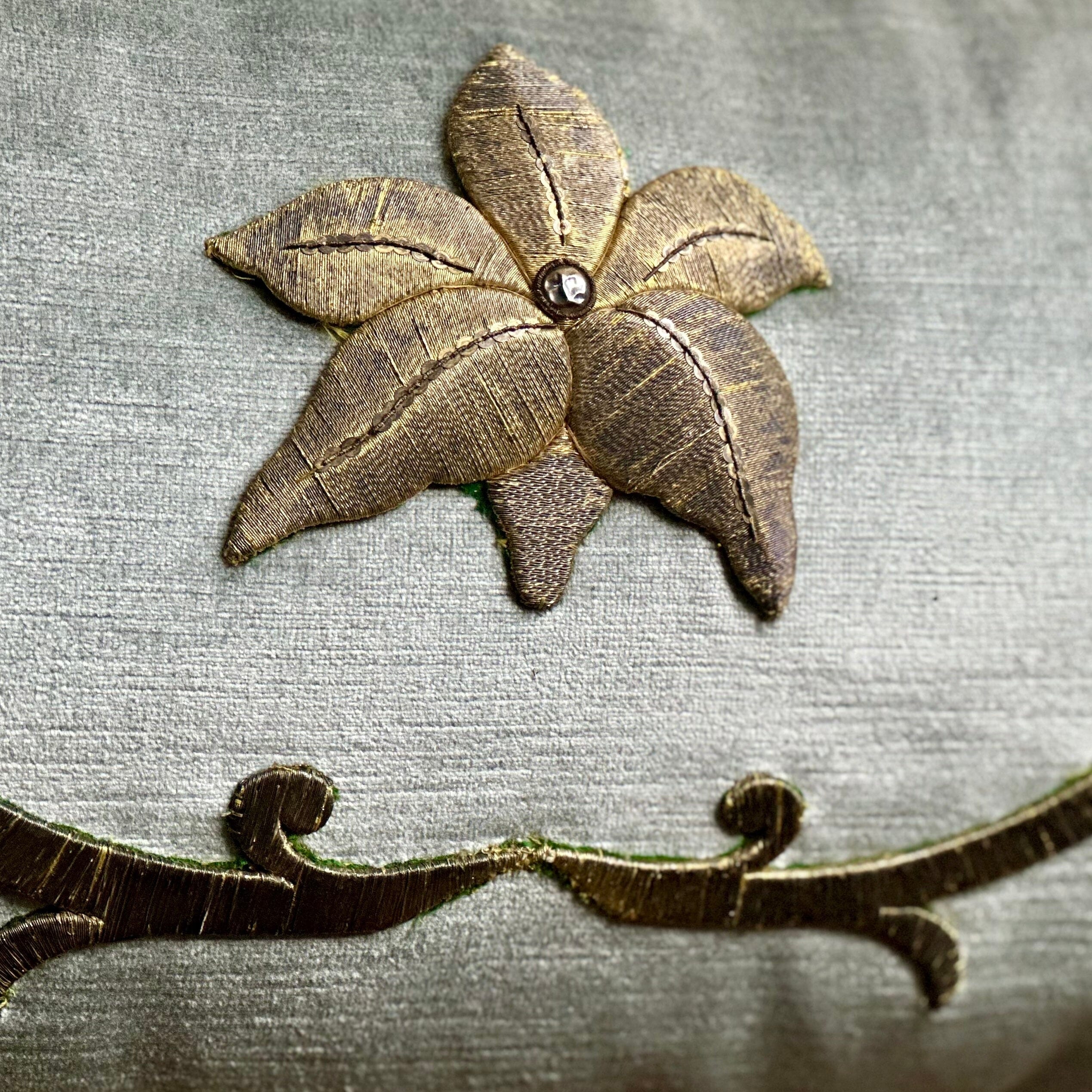 Antique European Raised Gold Embroidery (#E041525 | 15 x35") New Pillows B. Viz Design