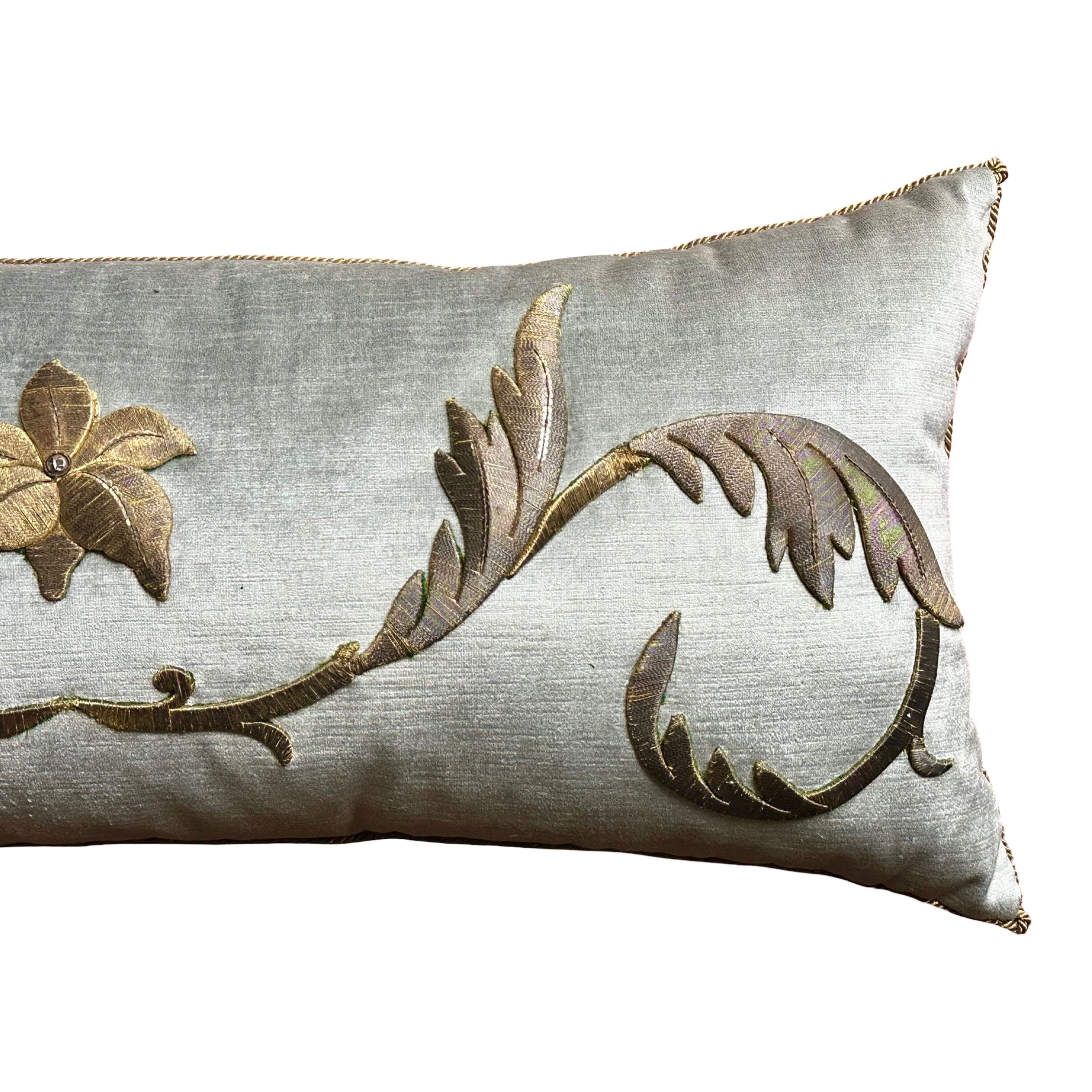 Antique European Raised Gold Embroidery (#E041525 | 15 x35") New Pillows B. Viz Design