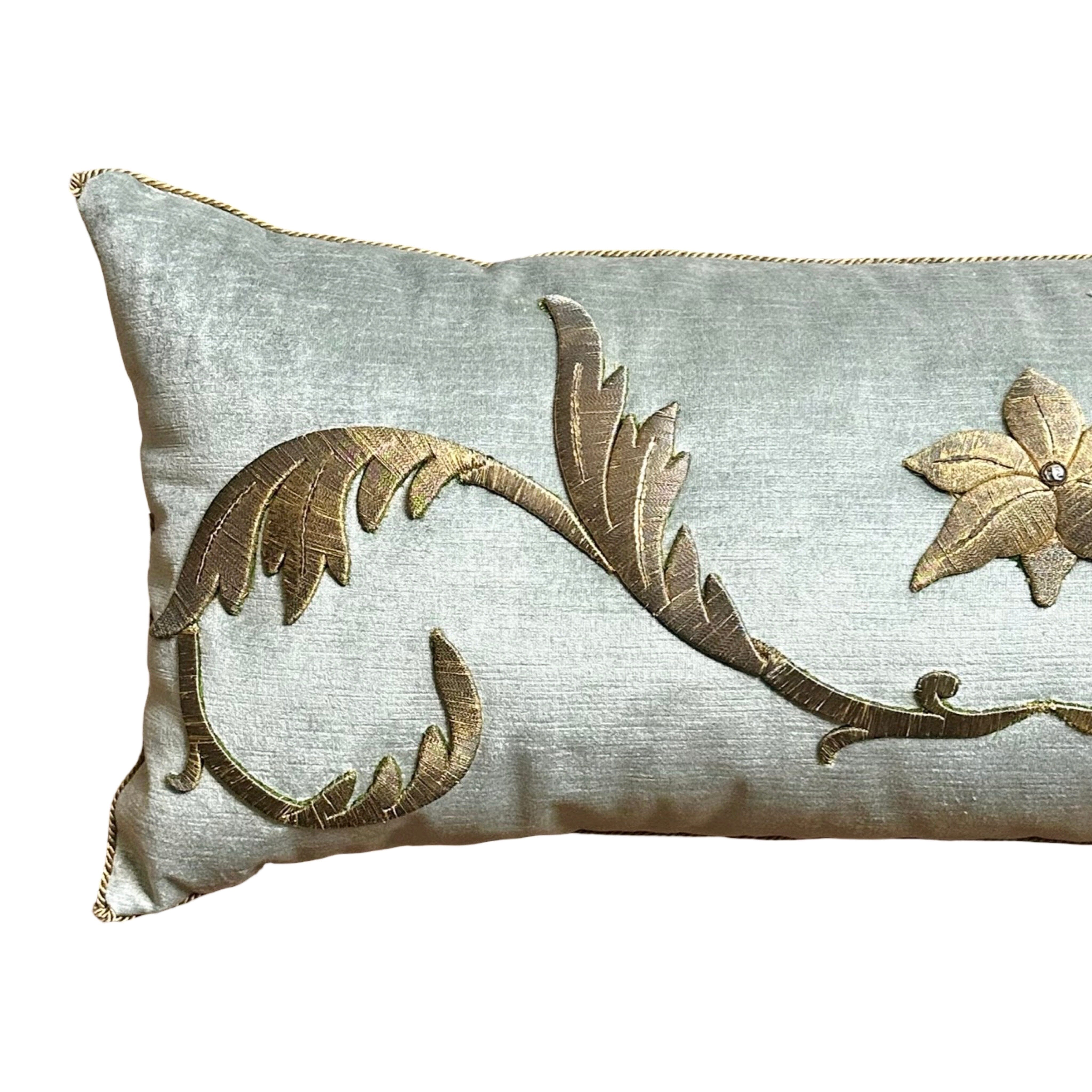 Antique European Raised Gold Embroidery (#E041525 | 15 x35") New Pillows B. Viz Design