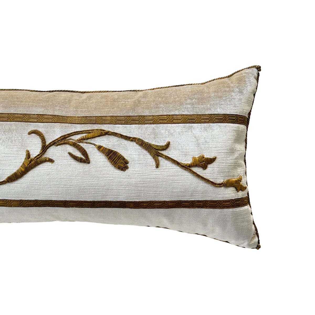 Antique European Raised Gold Embroidery (#E092623 | 13x 36") New Pillows B. Viz Design