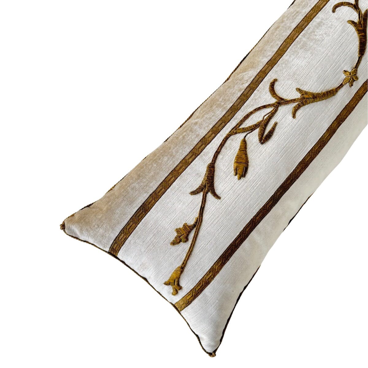 Antique European Raised Gold Embroidery (#E092623 | 13x 36") New Pillows B. Viz Design