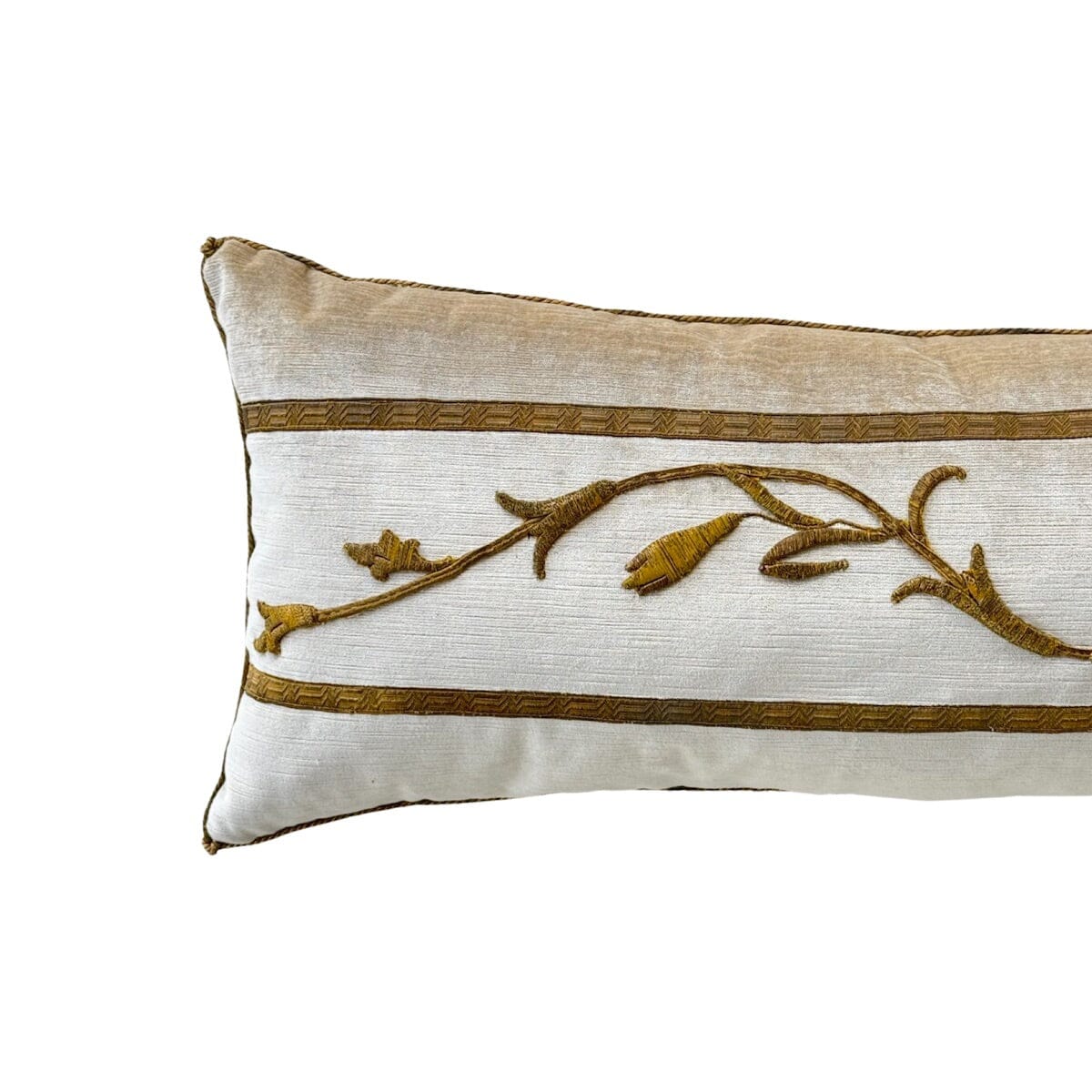 Antique European Raised Gold Embroidery (#E092623 | 13x 36") New Pillows B. Viz Design