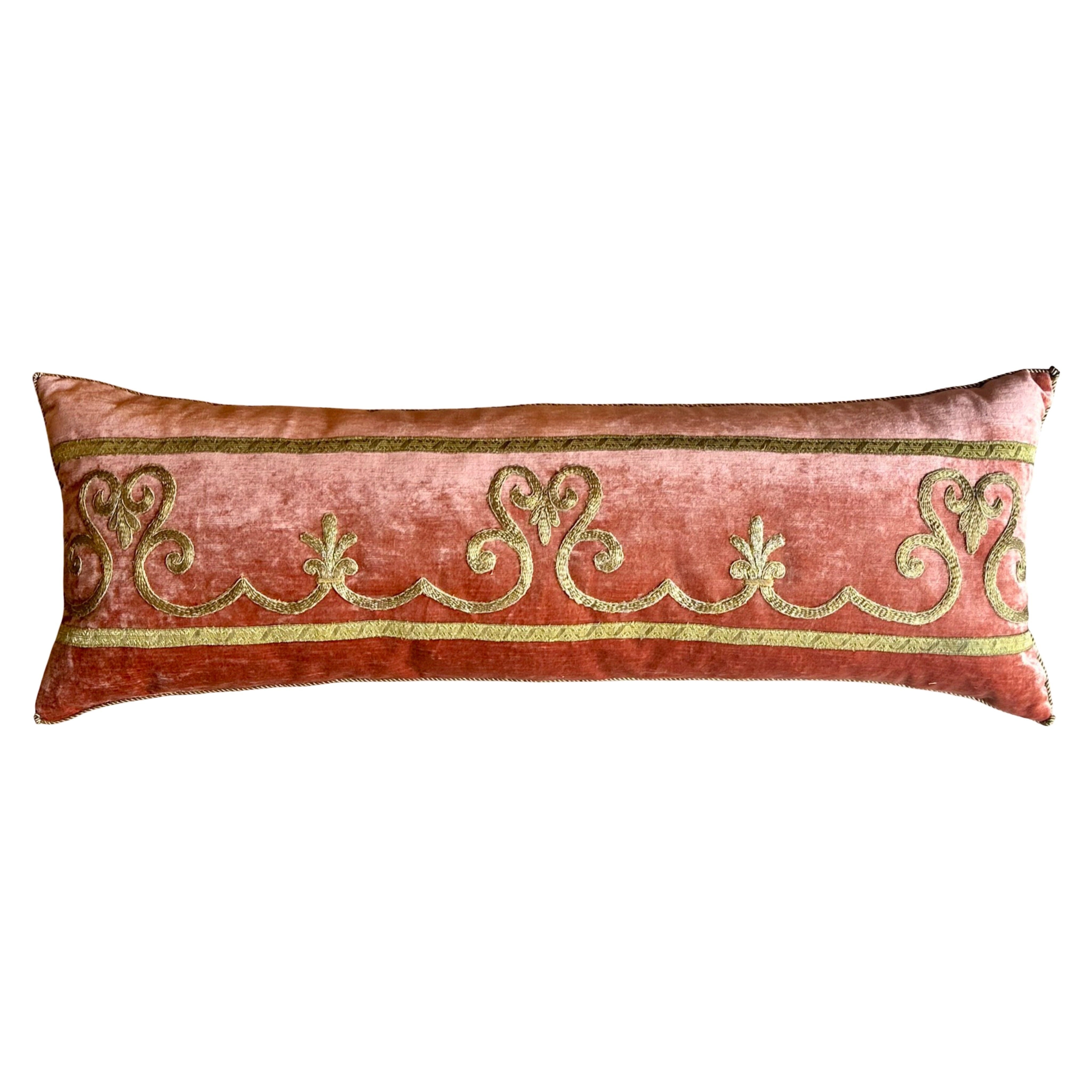 Antique European Raised Gold Metallic Embroidery (#E012525 | 13 x 35.5") Pillows B. Viz Design