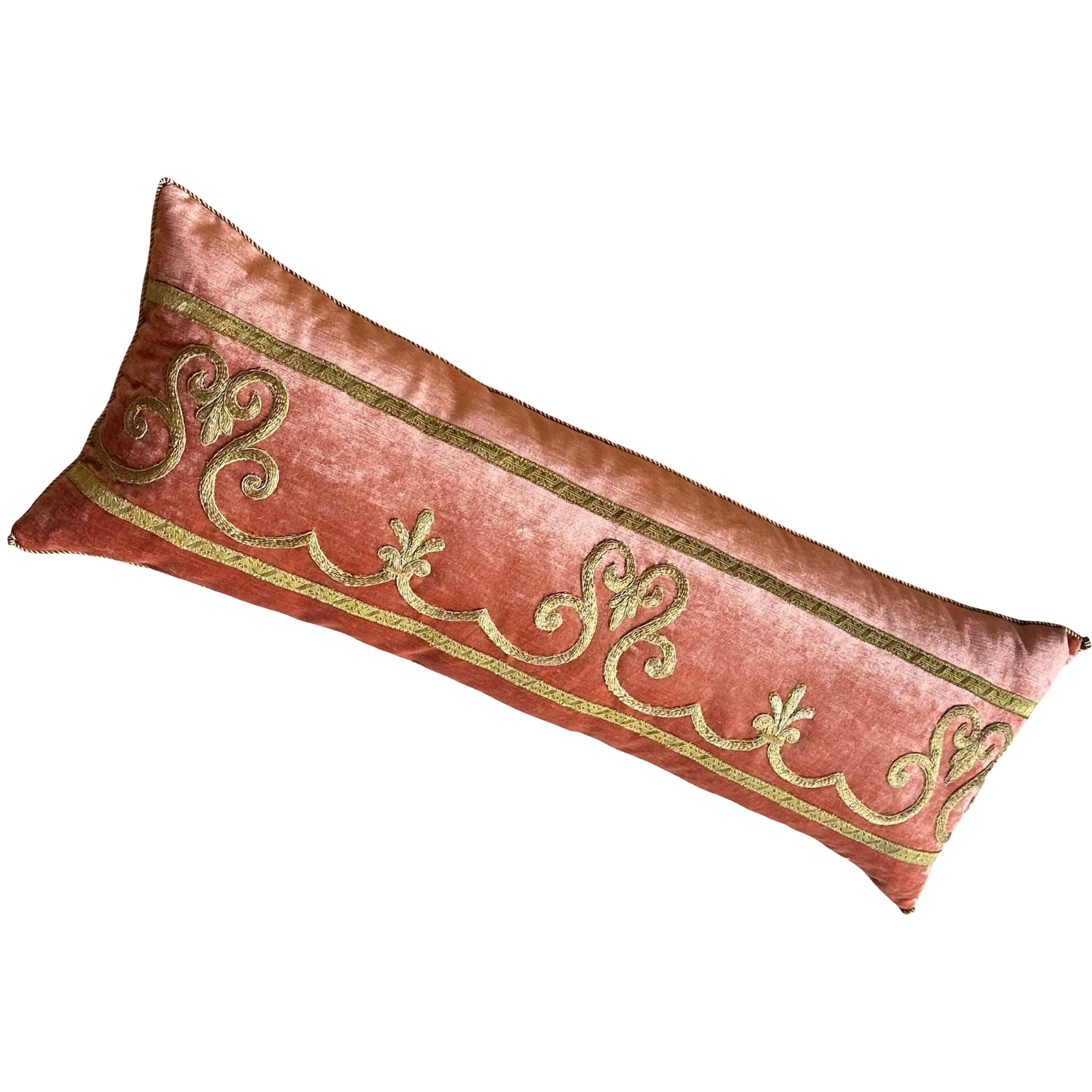 Antique European Raised Gold Metallic Embroidery (#E012525 | 13 x 35.5") Pillows B. Viz Design