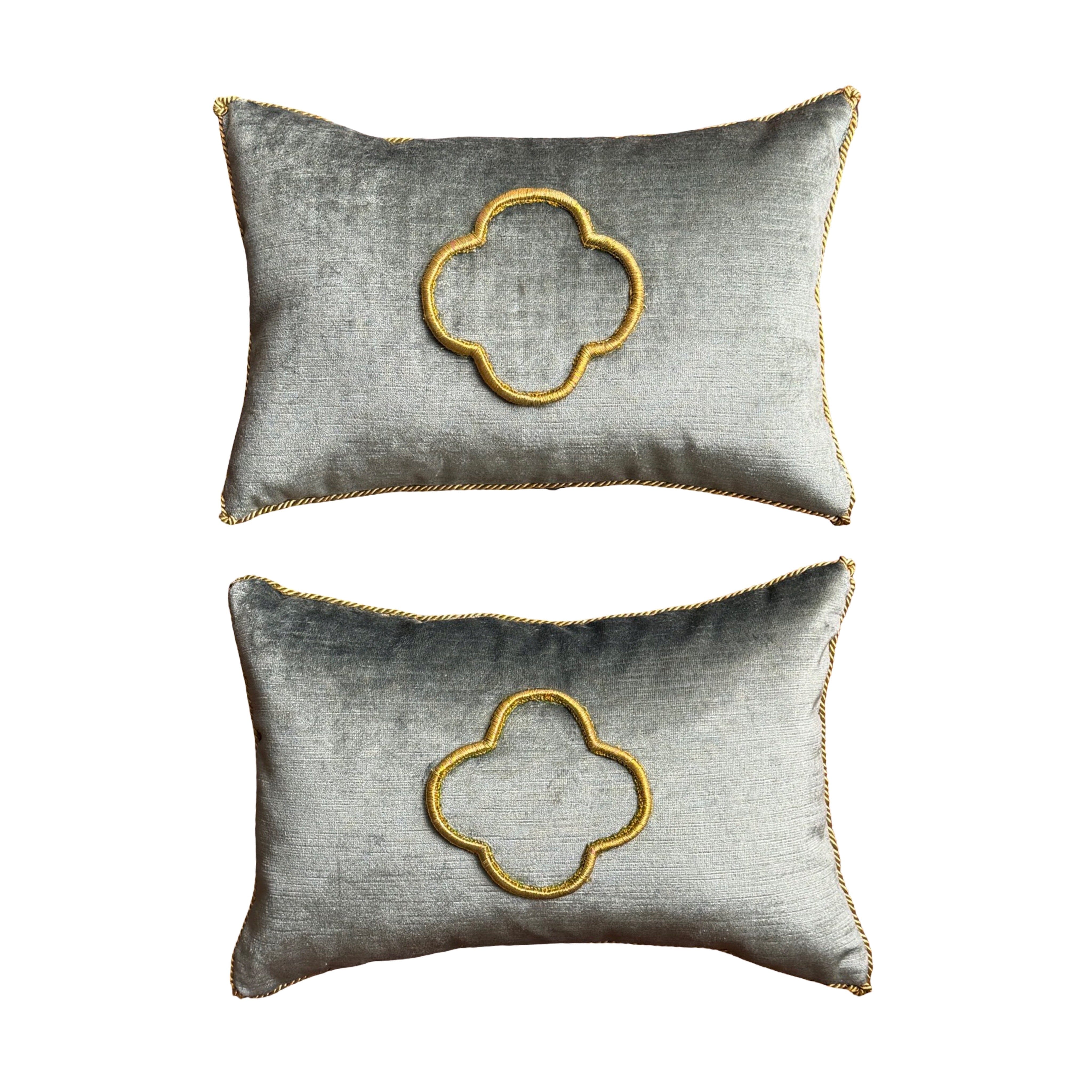 Antique European Raised Gold Metallic Embroidery (#E020826A&B) | 10 x 15") New Pillows B. Viz Design