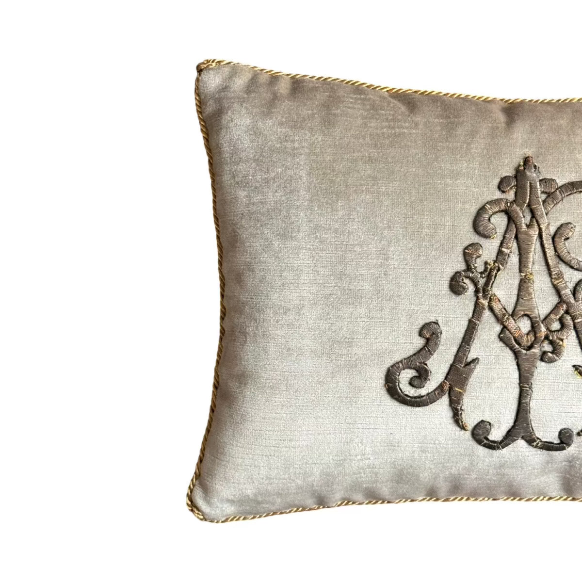 Antique European Raised Gold Metallic Embroidery (#E021224 | 11 x 15") New Pillows B. Viz Design