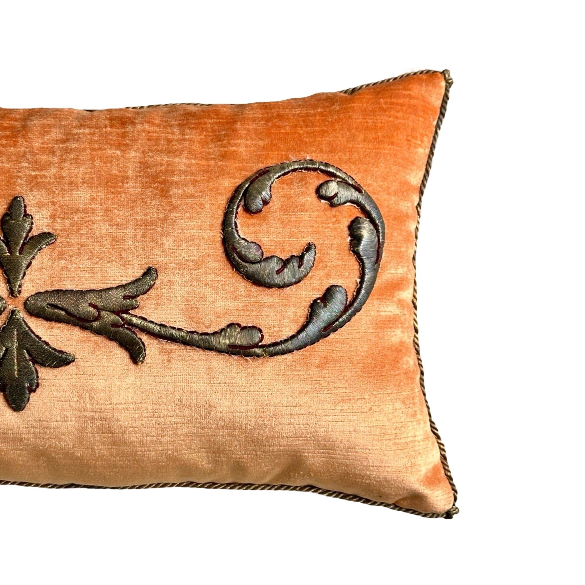 Antique European Raised Gold Metallic Embroidery (#E032124 | 11 x 20") New Pillows B. Viz Design