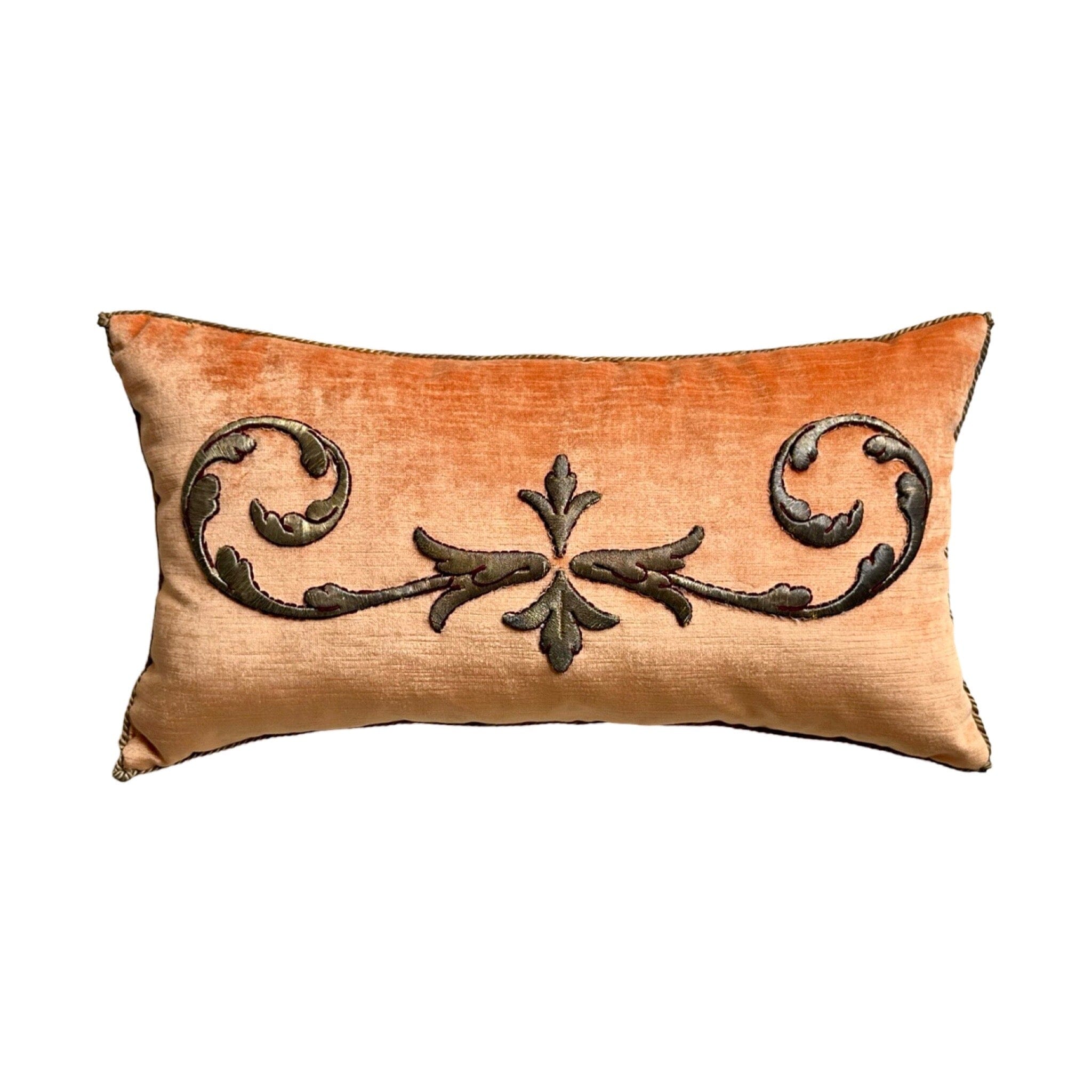 Antique European Raised Gold Metallic Embroidery (#E032124 | 11 x 20") New Pillows B. Viz Design