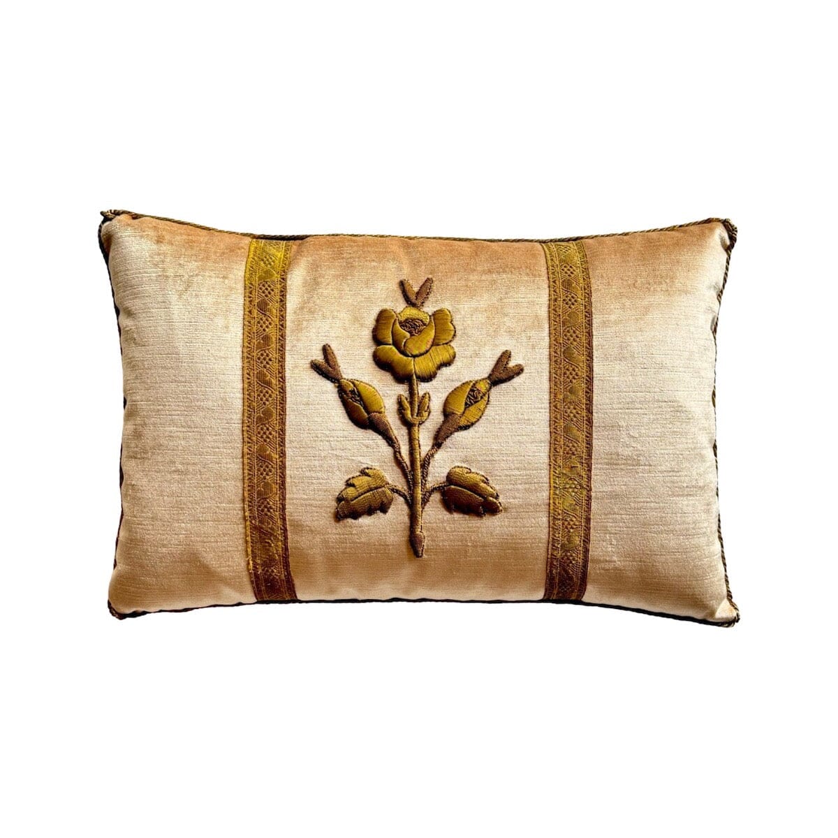 Antique European Raised Gold Metallic Embroidery (#E050724A&B | 12 x 18") New Pillows B. Viz Design