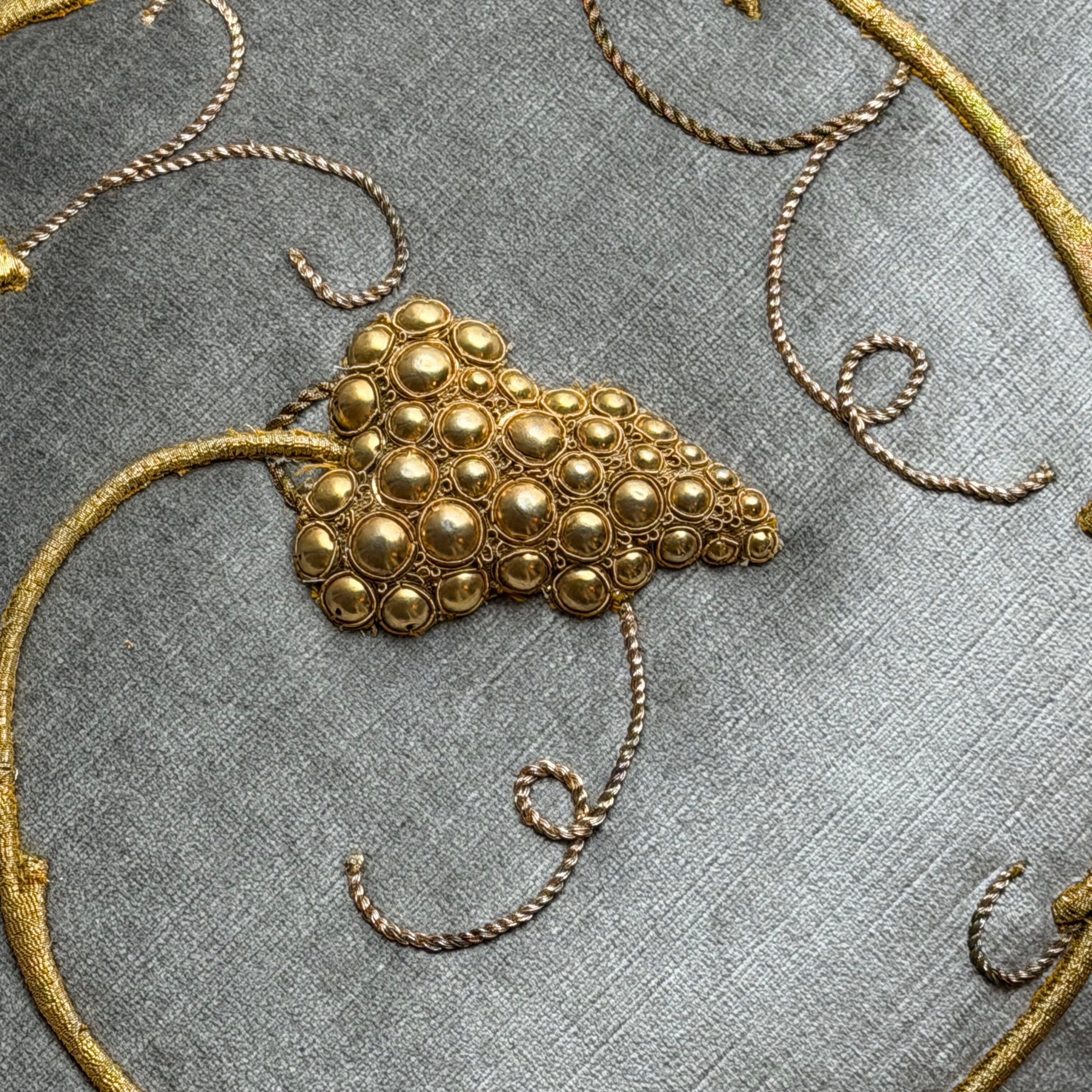 Antique European Raised Gold Metallic Embroidery (#E051325 | 18 x 39.5") New Pillows B. Viz Design