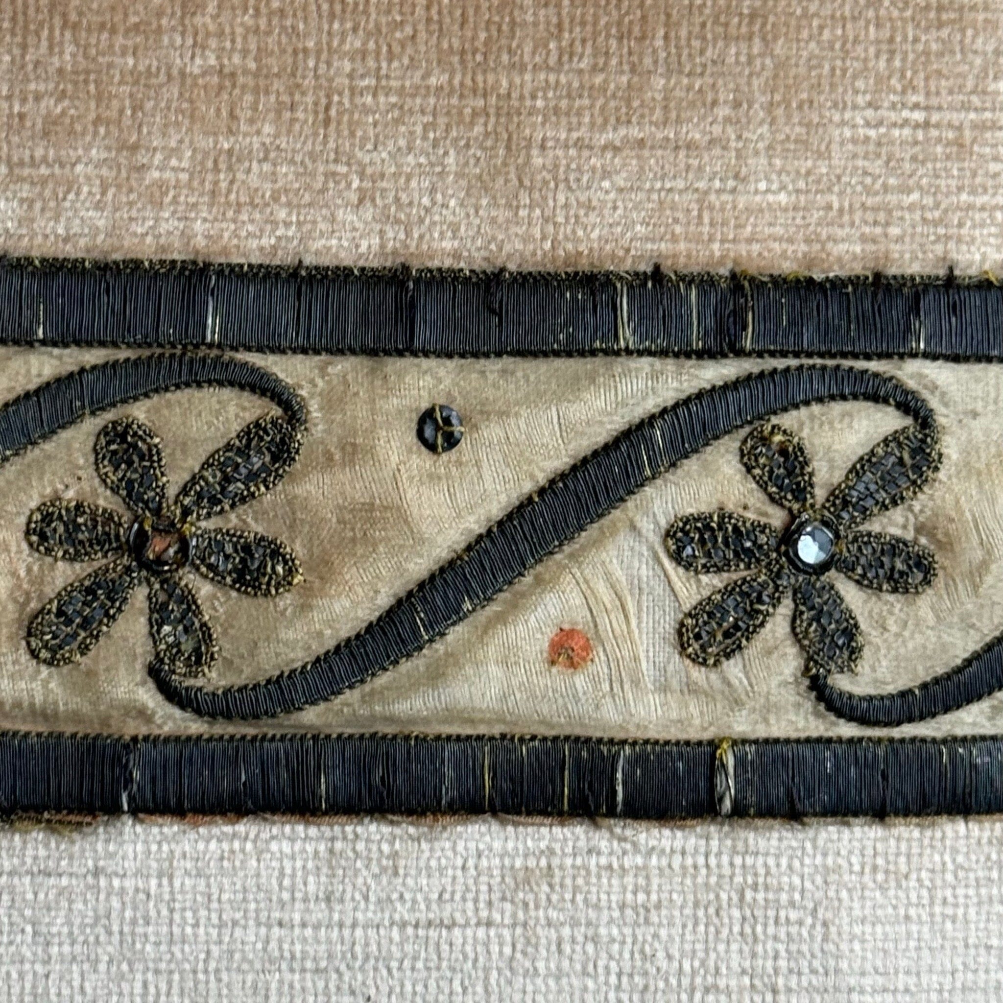 Antique European Raised Gold Metallic Embroidery (#E052424 | 12 x 30") New Pillows B. Viz Design