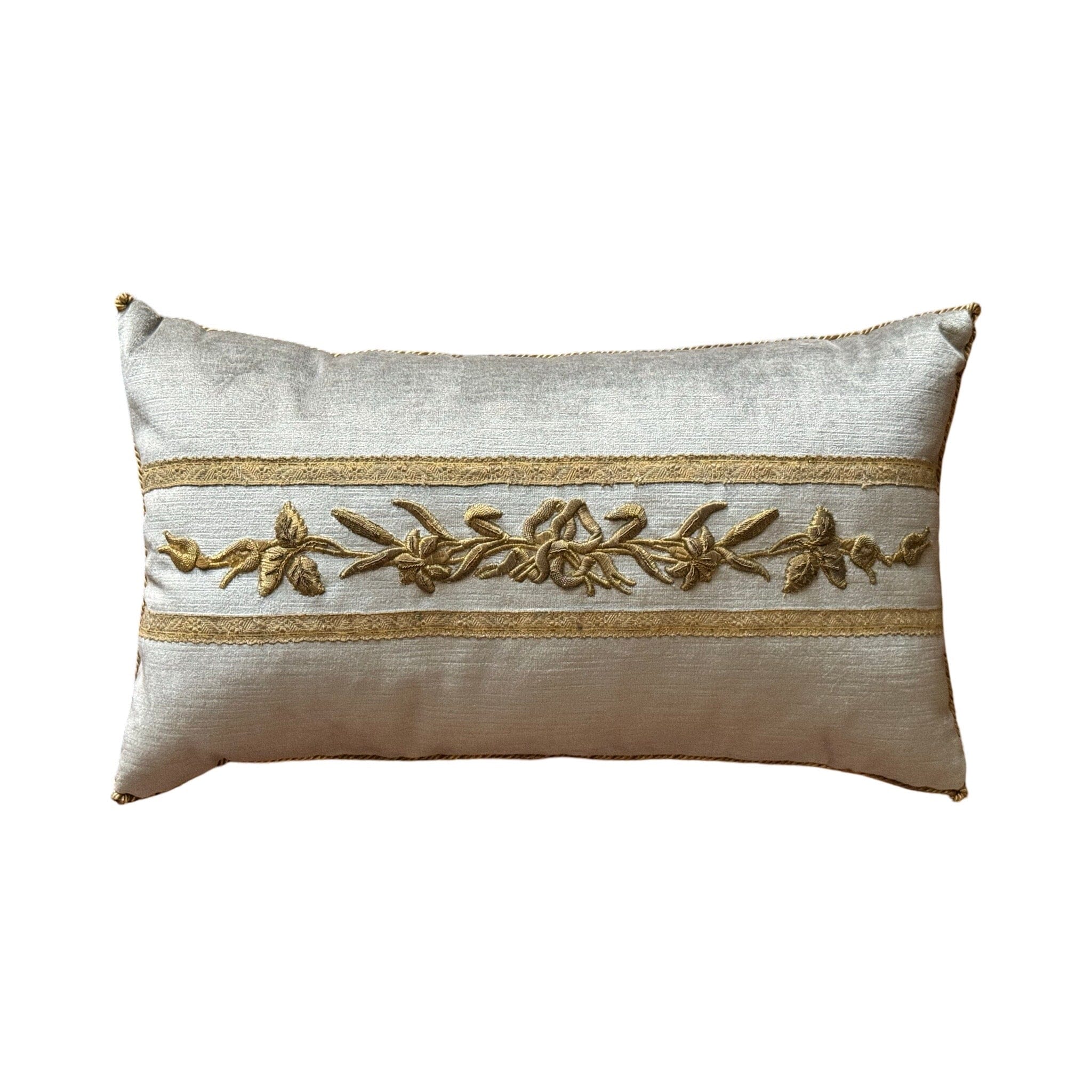 Antique European Raised Gold Metallic Embroidery (#E062624 | 12 x 21") Pillow B. Viz Design