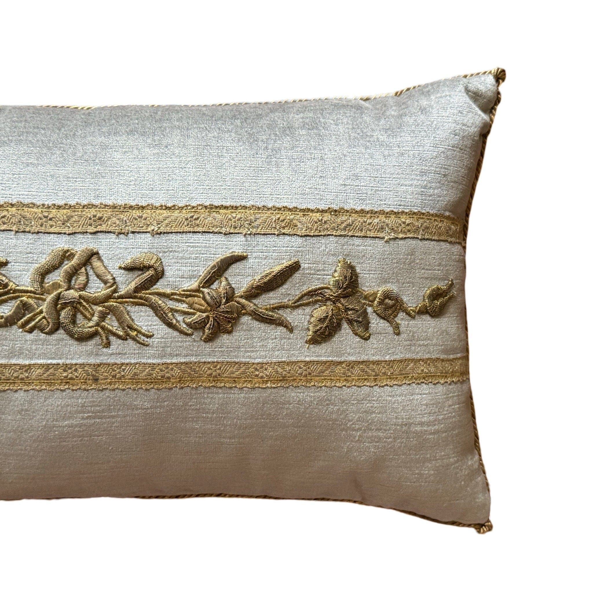 Antique European Raised Gold Metallic Embroidery (#E062624 | 12 x 21") Pillow B. Viz Design