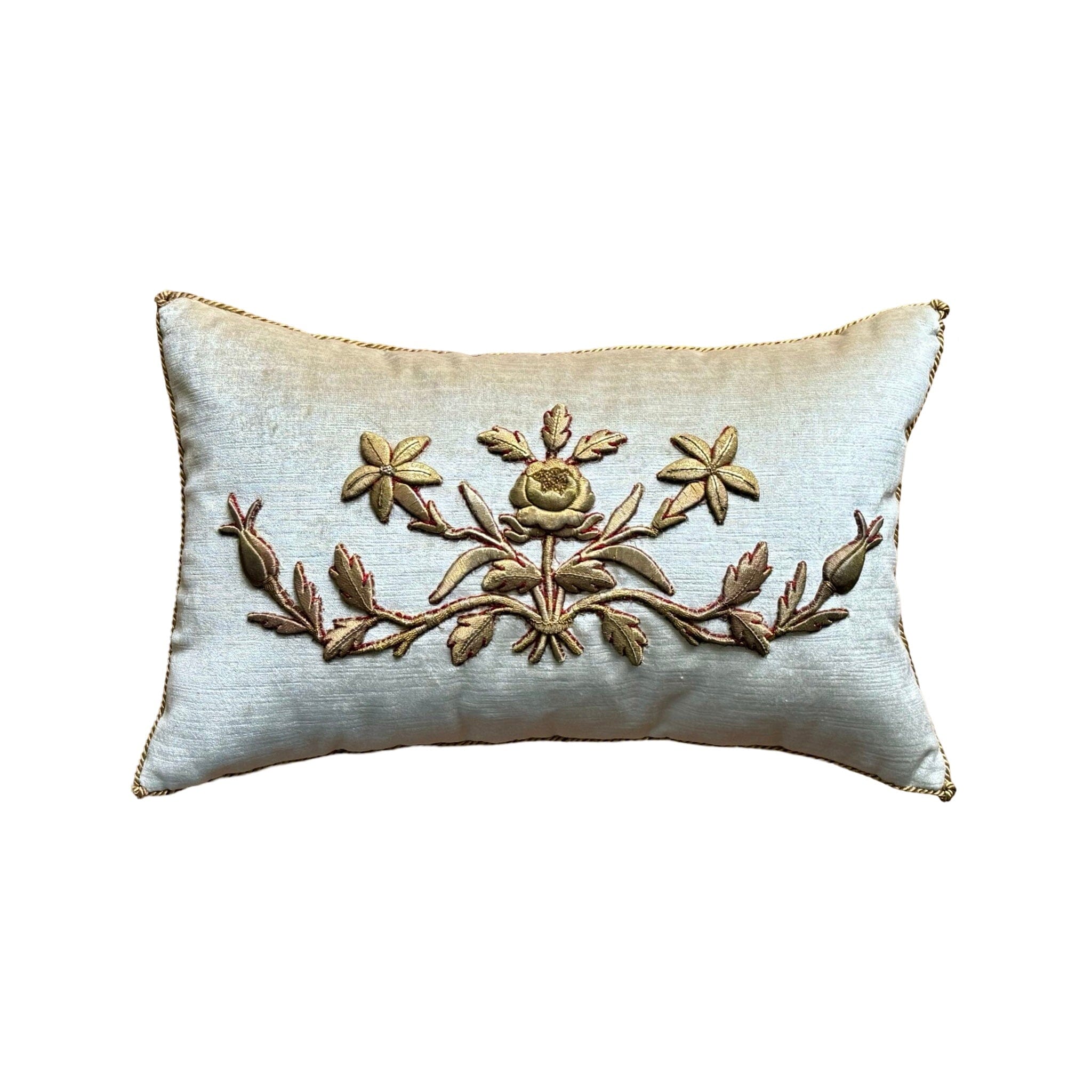 Antique European Raised Gold Metallic Embroidery (#E070124A&B) | 12 x 19" New Pillows B. Viz Design