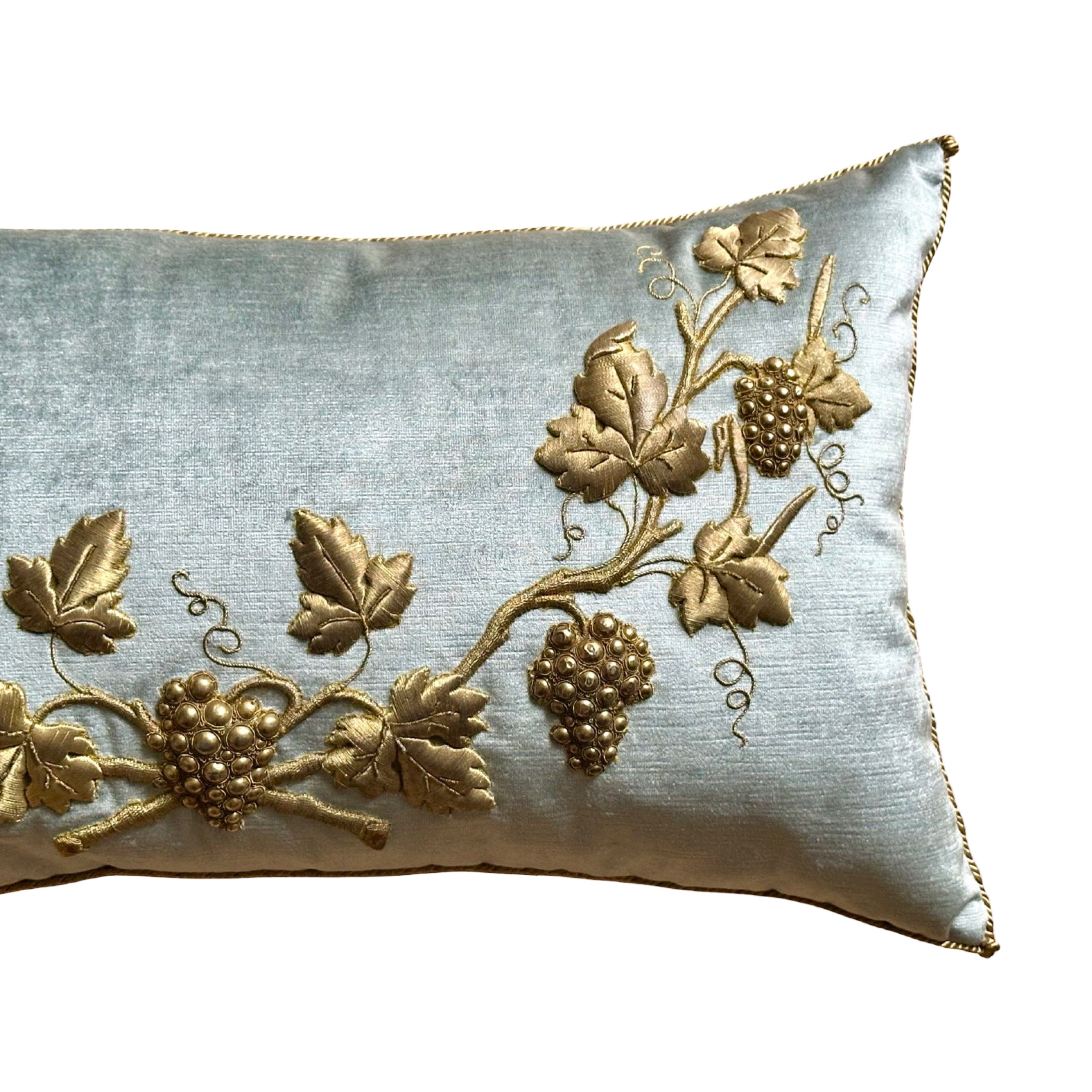 Antique European Raised Gold Metallic Embroidery (#E072324 | 16 x 29") New Pillows B. Viz Design
