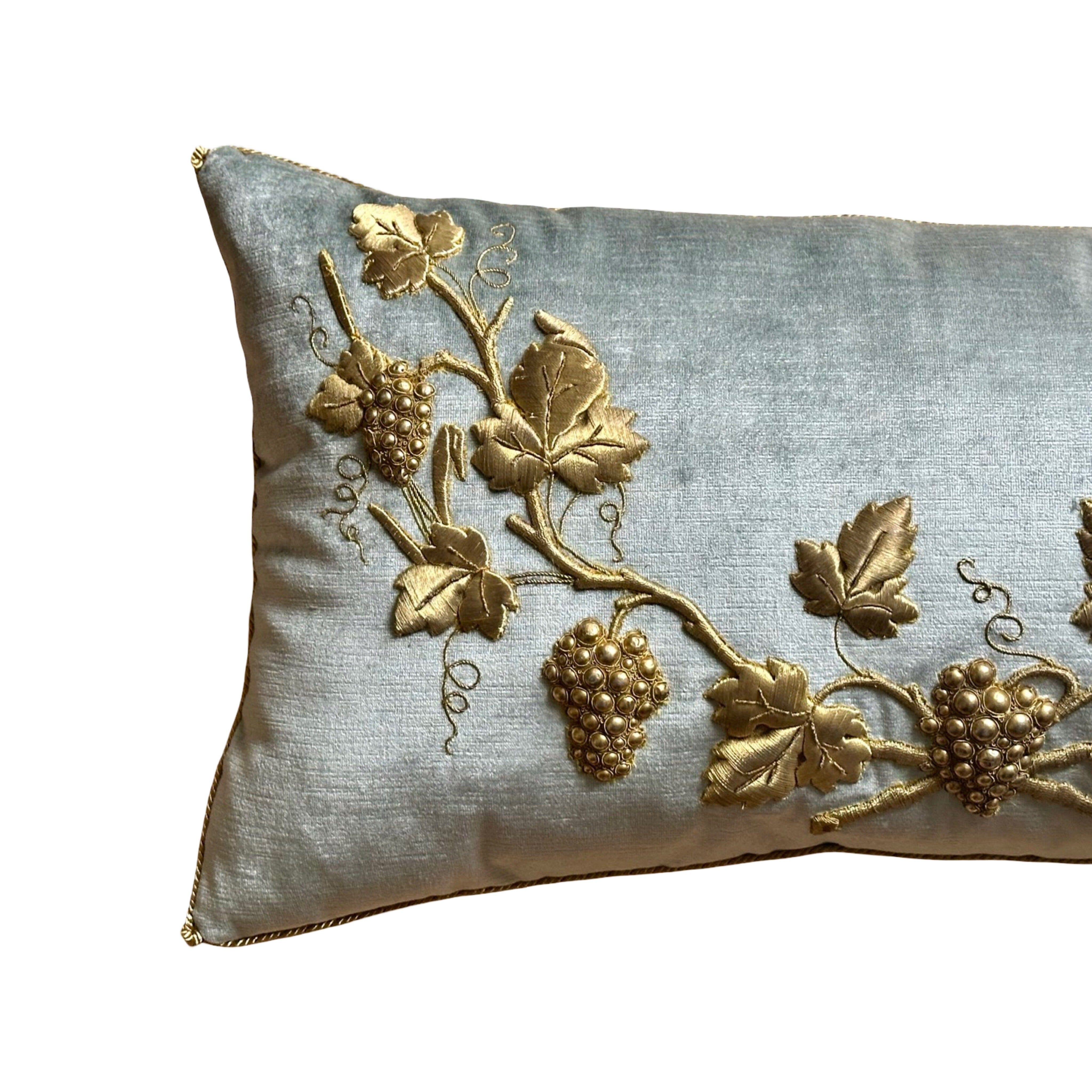 Antique European Raised Gold Metallic Embroidery (#E072324 | 16 x 29") New Pillows B. Viz Design