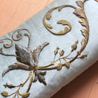 Antique European Raised Gold Metallic Embroidery on Cape Velvet (#E010325 | 15 x 34") New Pillows B. Viz Design