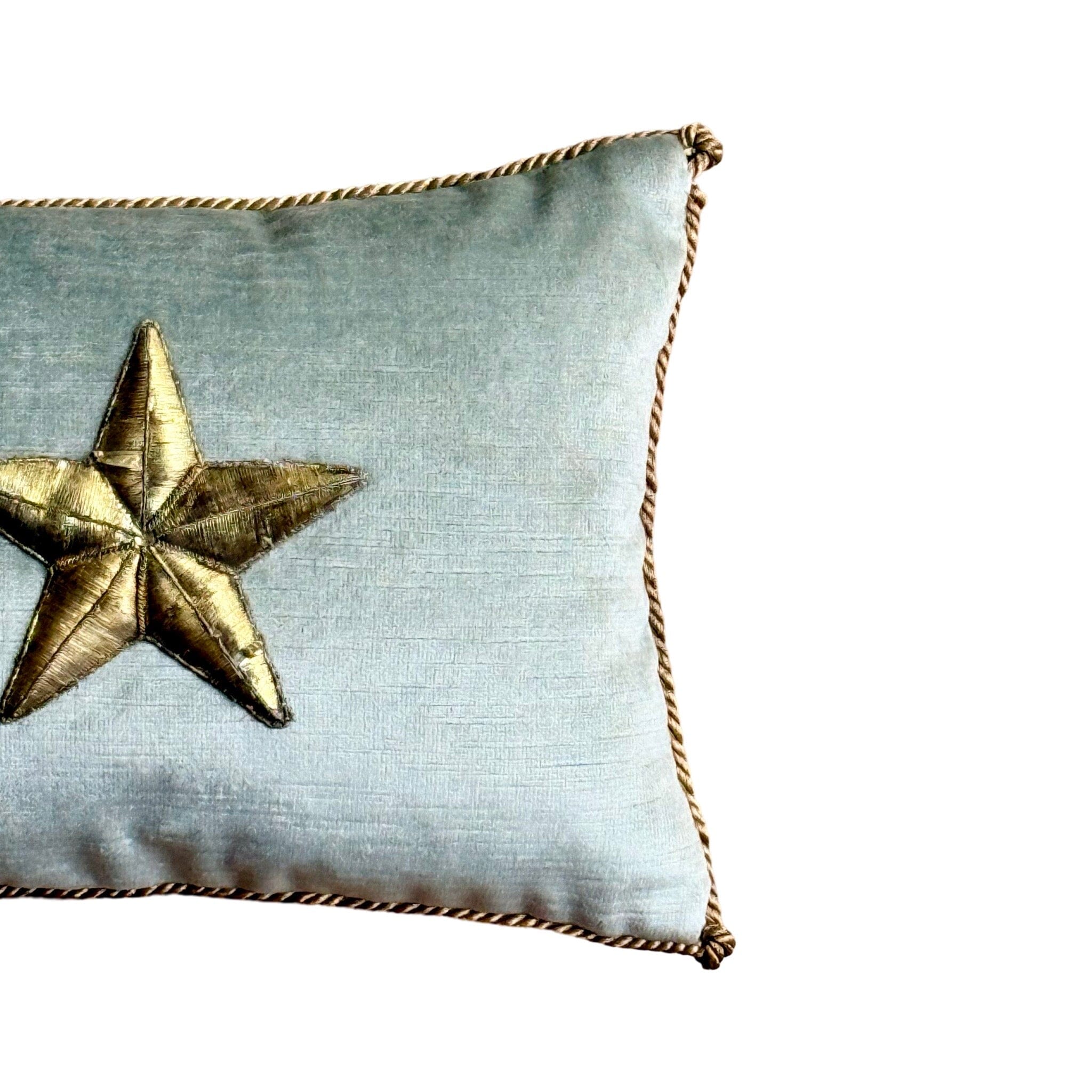 Antique European Raised Gold Metallic Embroidery Pillow (#E110724 | 8 x11") New Pillows B. Viz Design