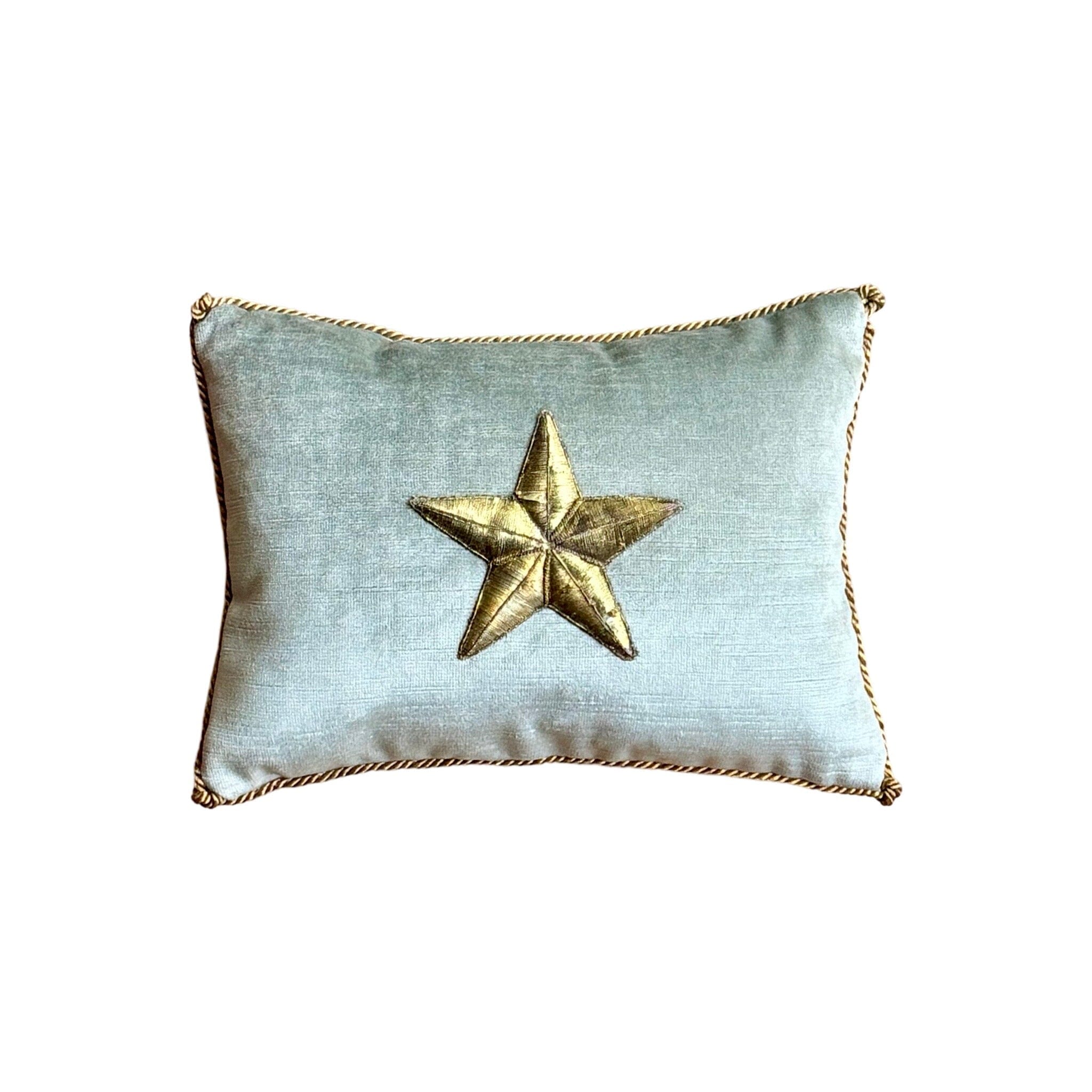 Antique European Raised Gold Metallic Embroidery Pillow (#E110724 | 8 x11") New Pillows B. Viz Design