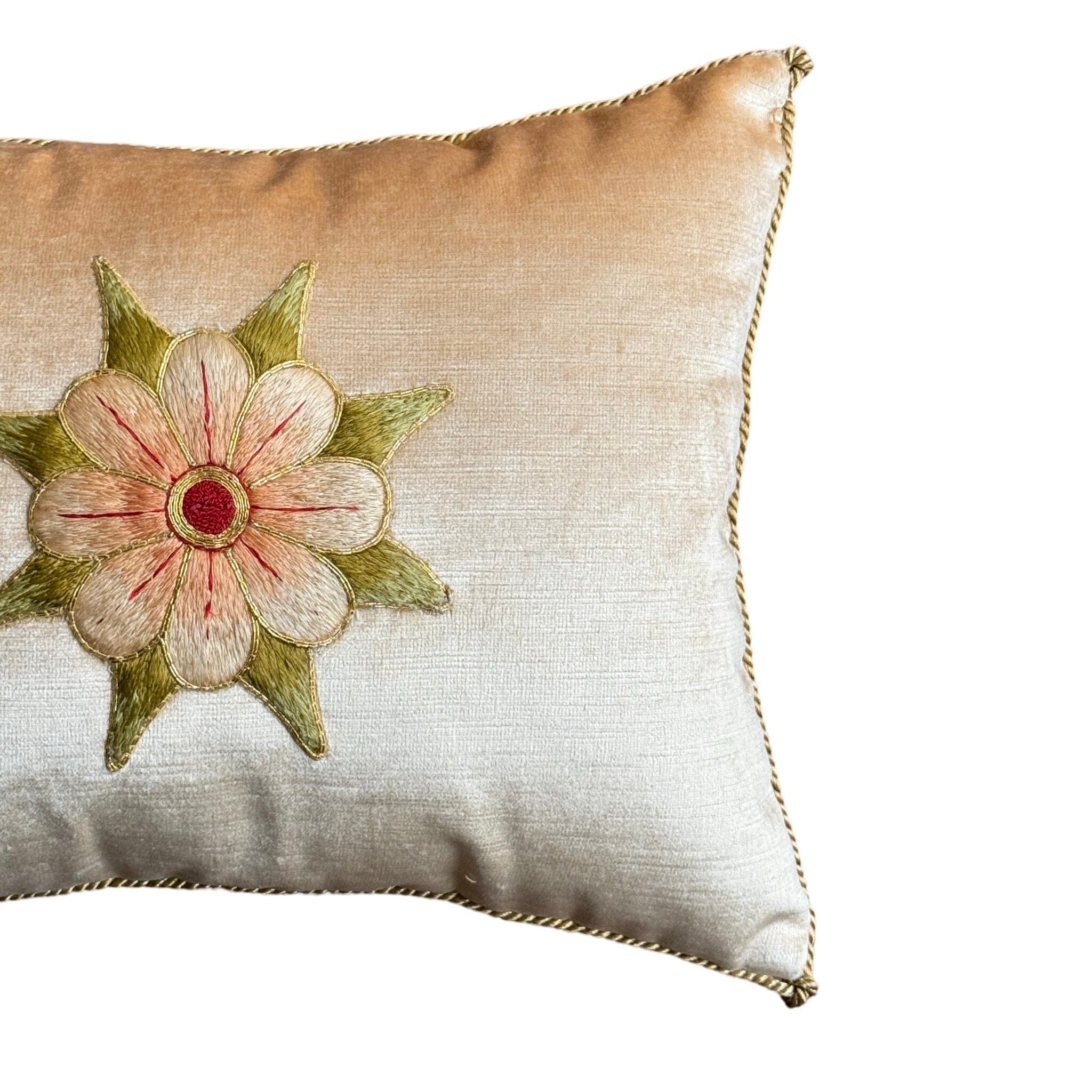 Antique European Silk and Metallic Gold Embroidery (#E102324 | 11.5 x 15") New Pillows B. Viz Design