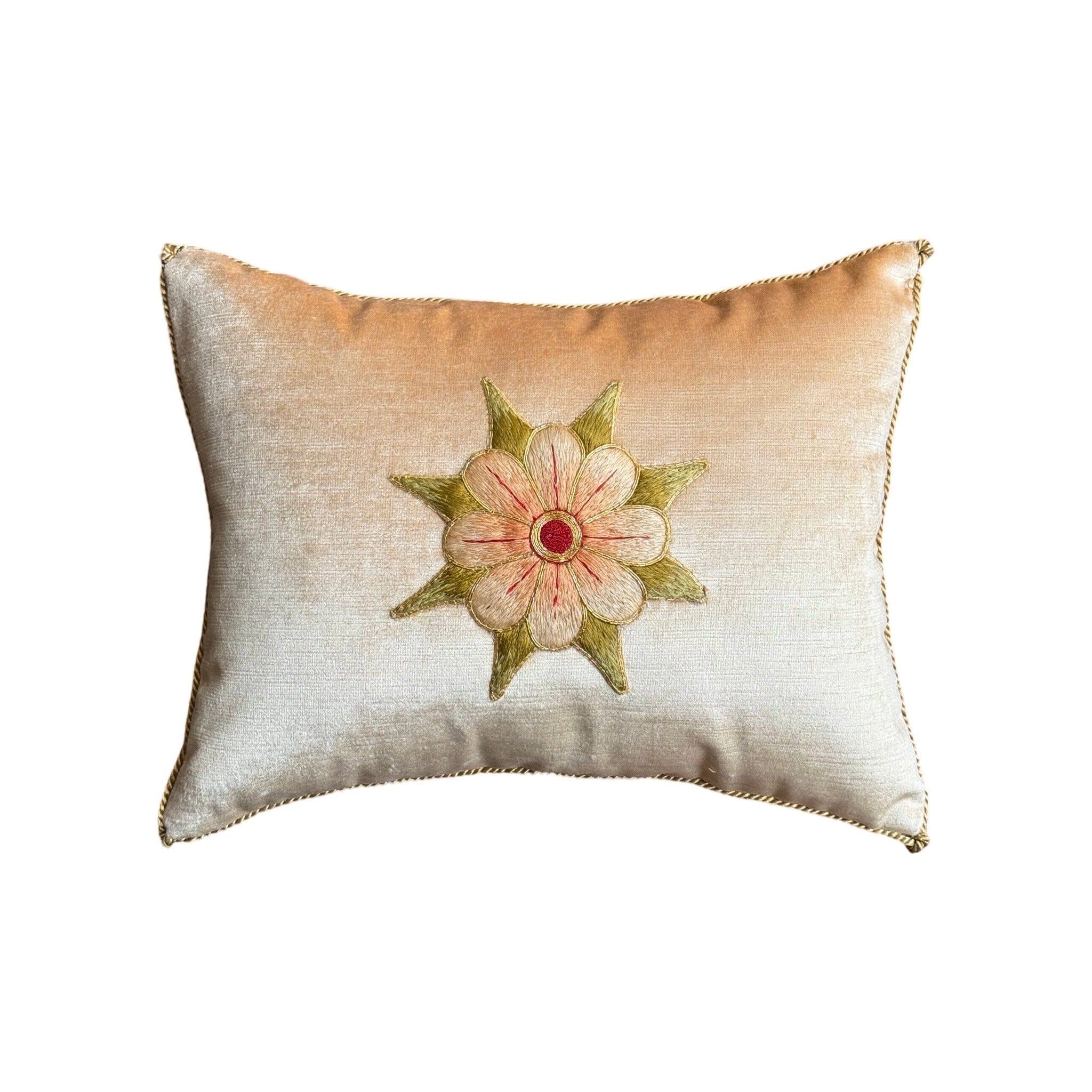 Antique European Silk and Metallic Gold Embroidery (#E102324 | 11.5 x 15") New Pillows B. Viz Design