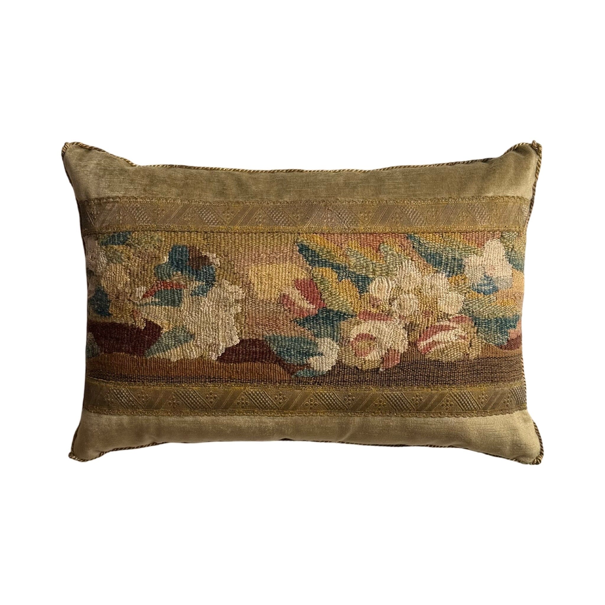 Antique European Tapestry Fragment (#T101424B | 13" x 19") New Pillows B. Viz Design