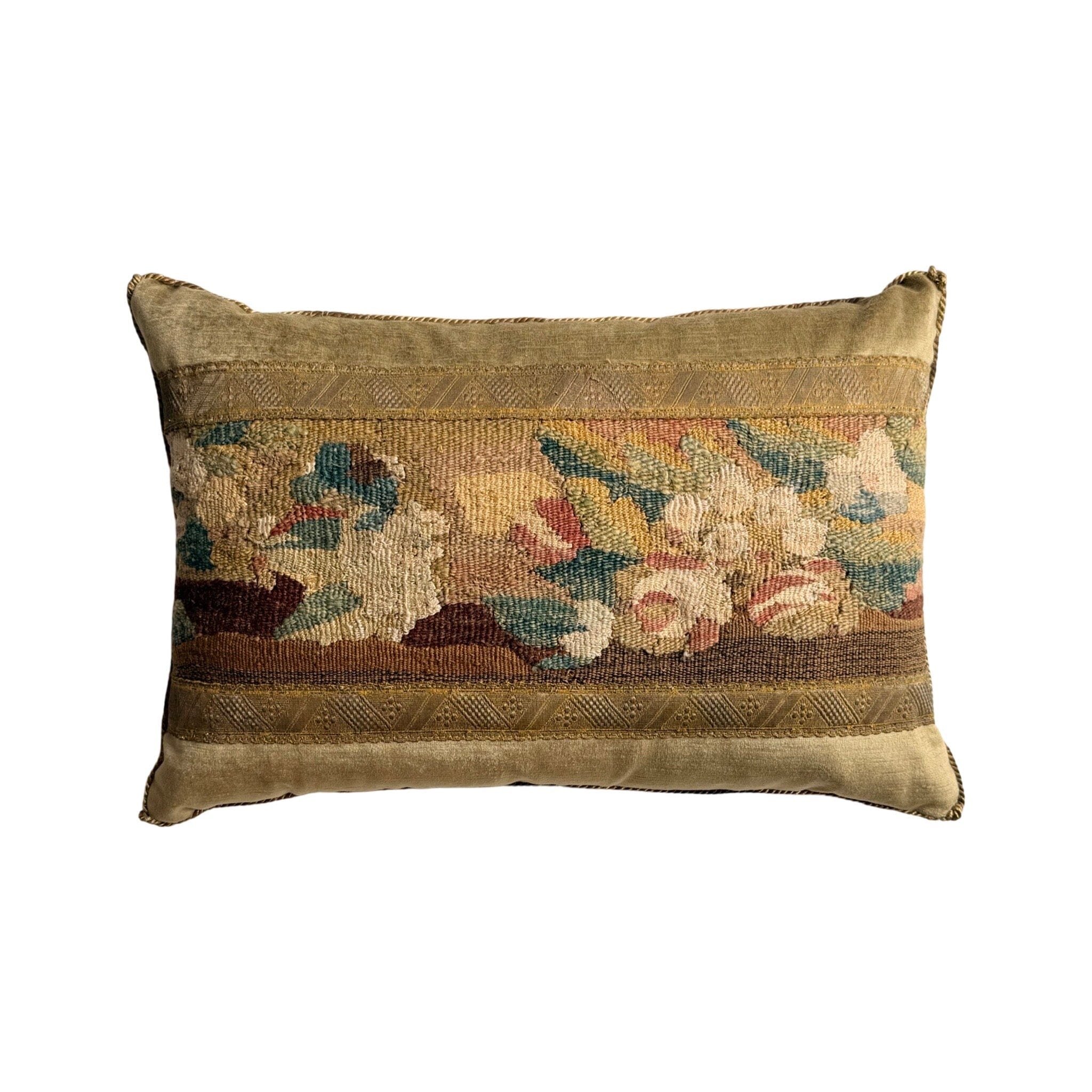 Antique European Tapestry Fragment (#T101424B | 13" x 19") New Pillows B. Viz Design