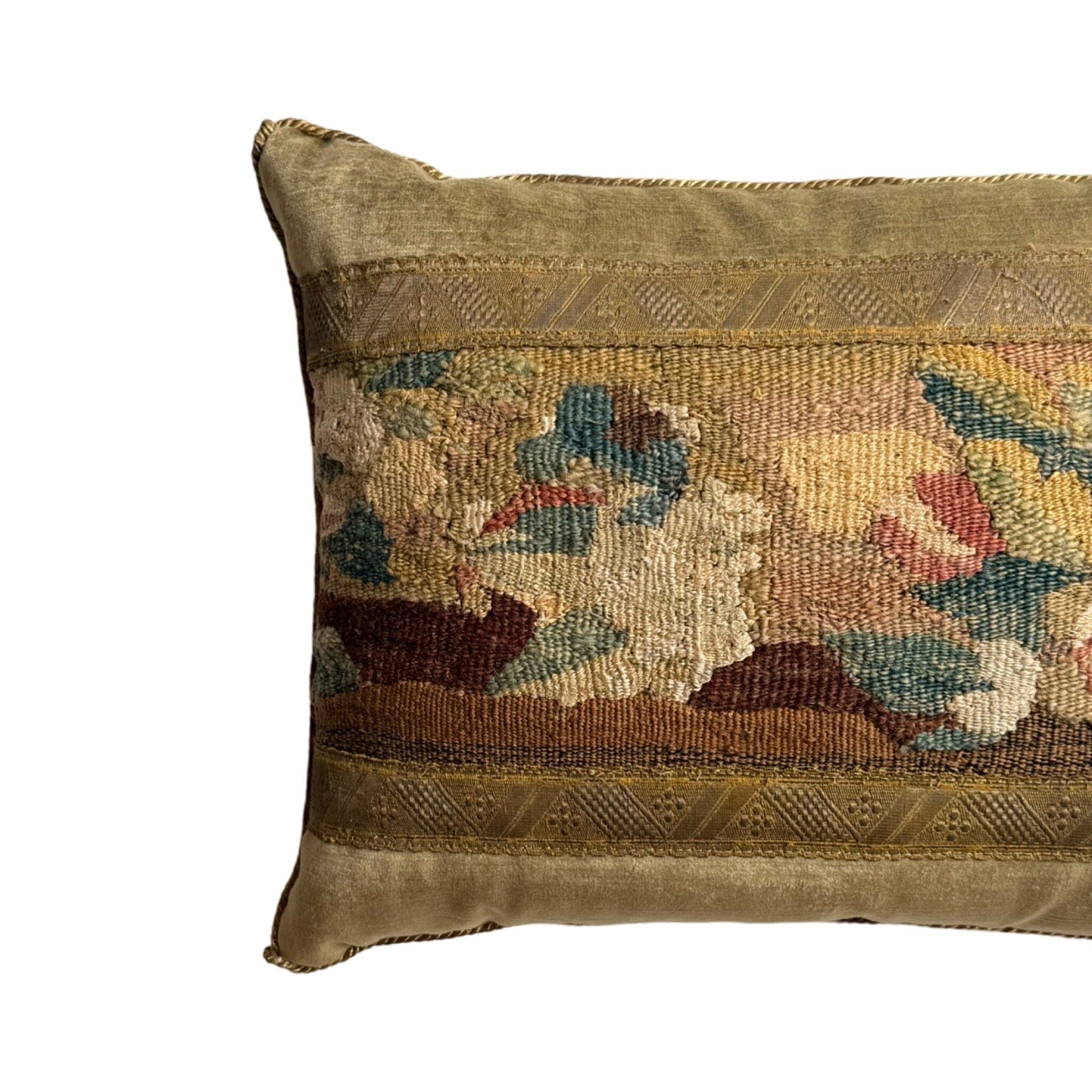 Antique European Tapestry Fragment (#T101424B | 13" x 19") New Pillows B. Viz Design