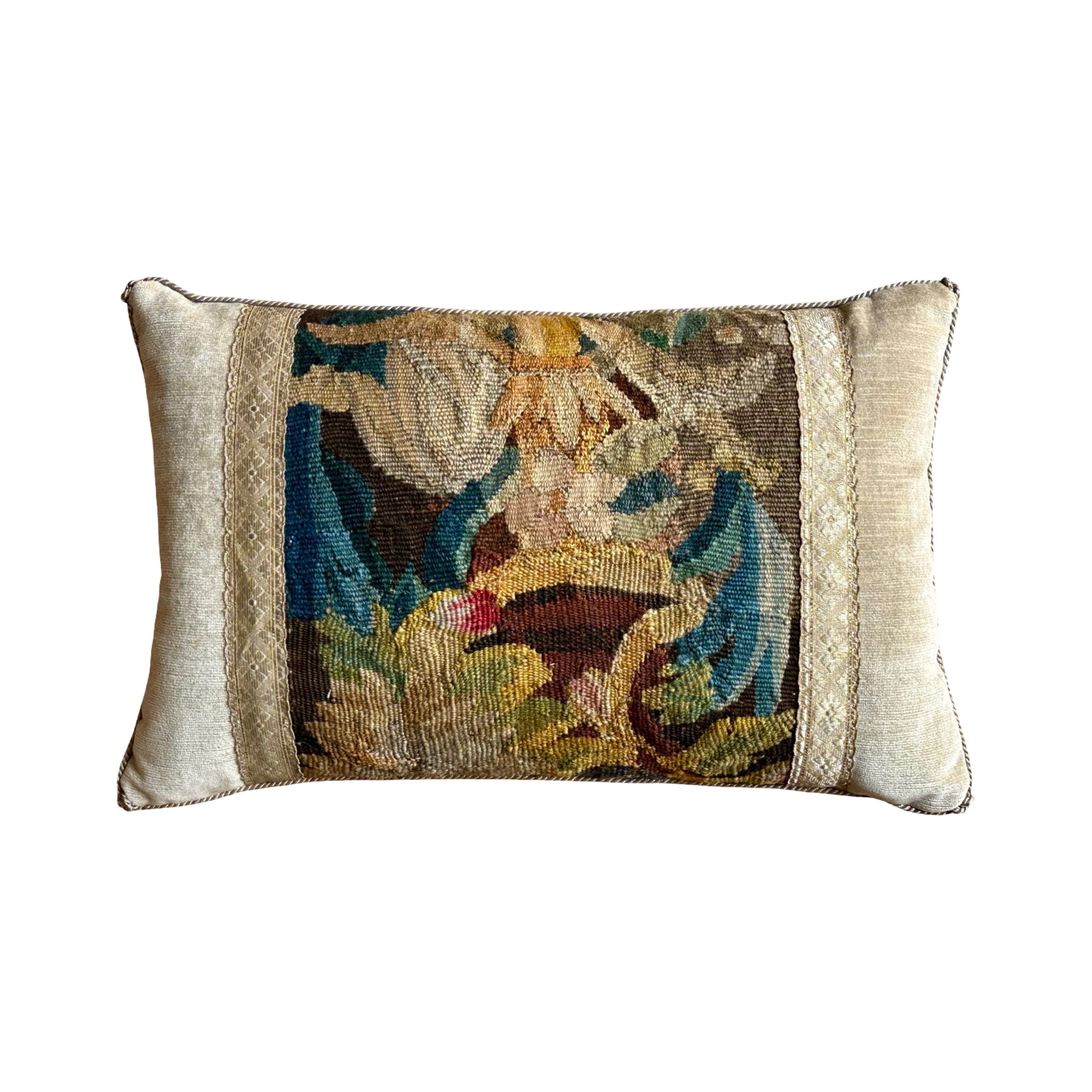 Antique European Tapestry Fragment (#T111524A | 12.25" x 19") New Pillows B. Viz Design