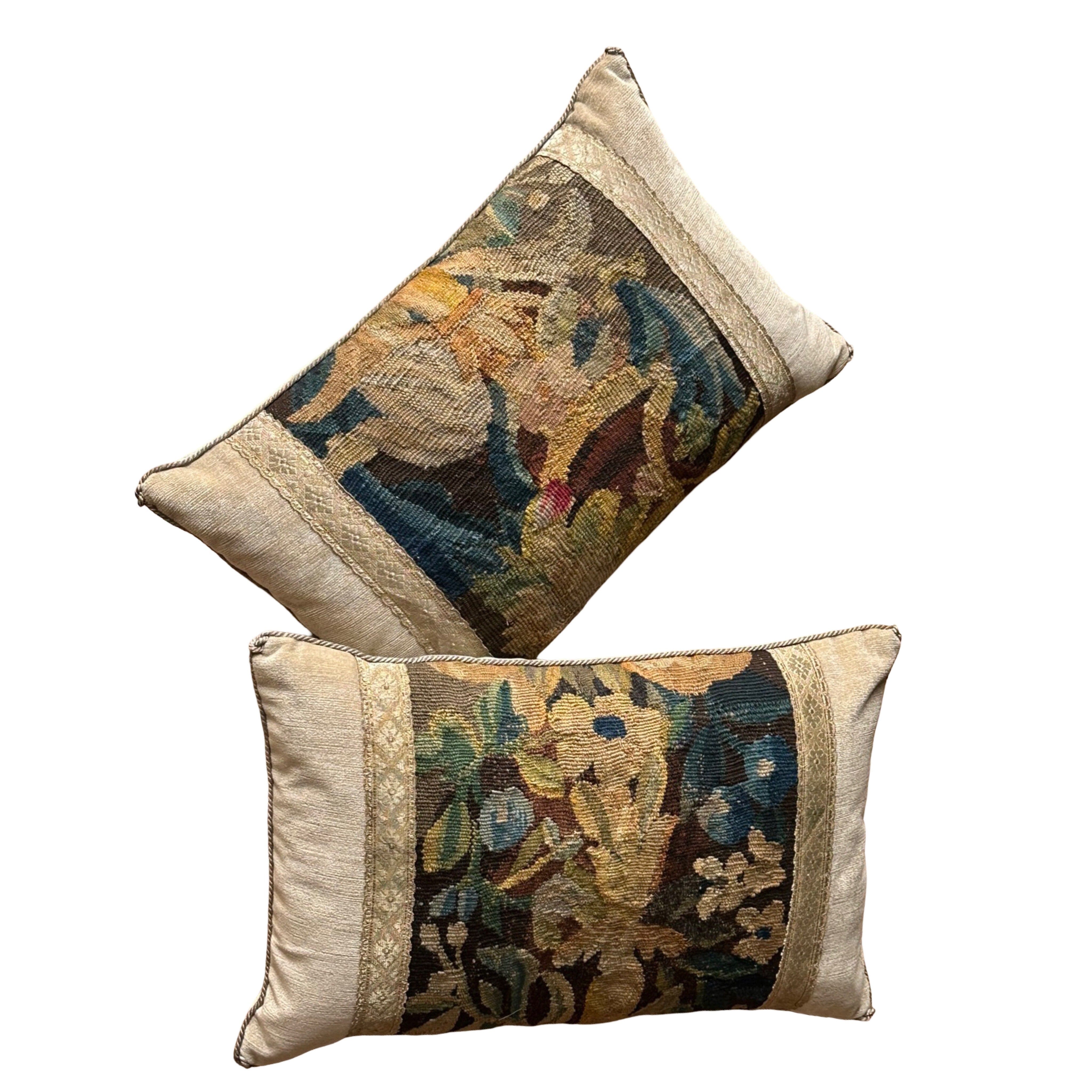 Antique European Tapestry Fragment (#T111524B | 12.25" x 19") New Pillows B. Viz Design