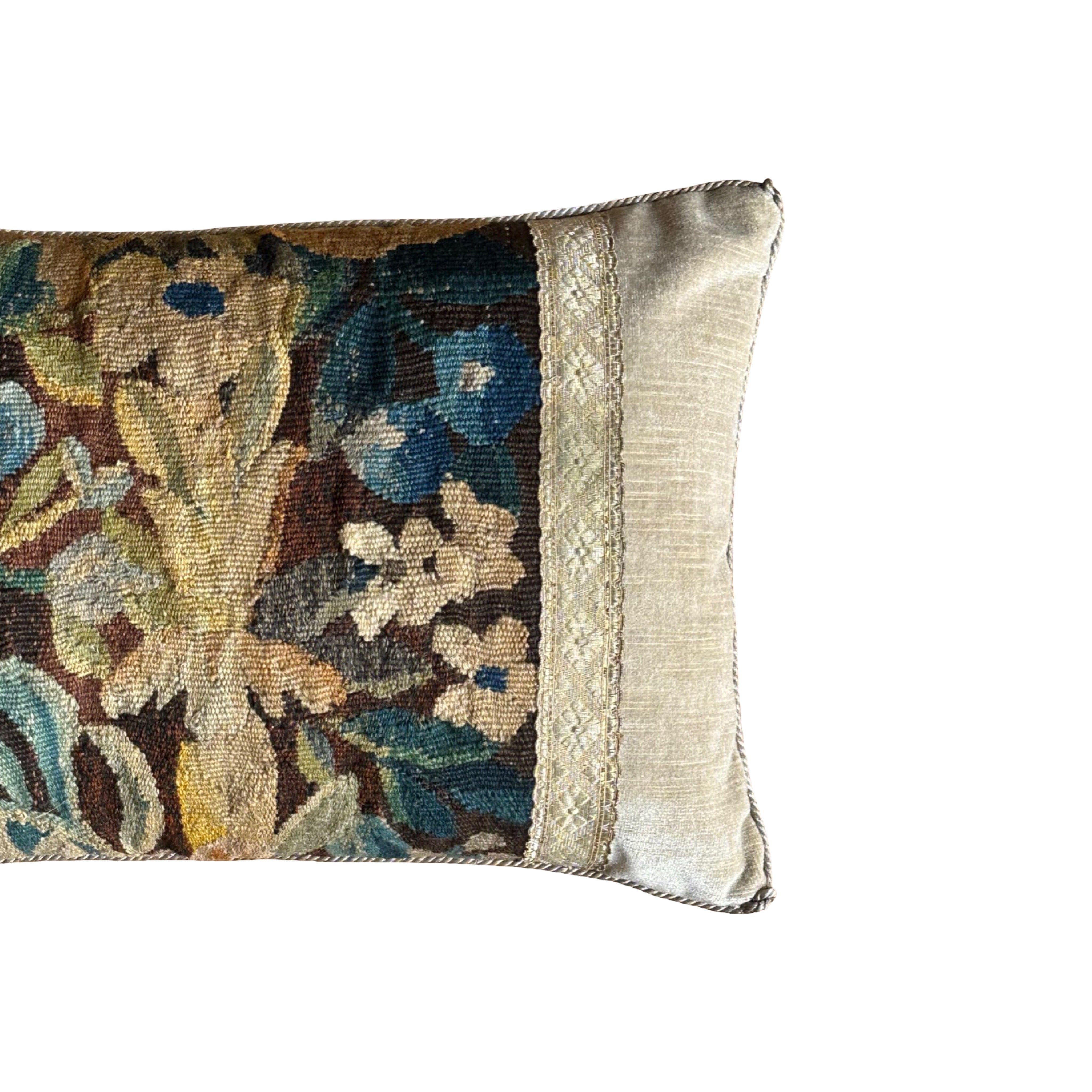 Antique European Tapestry Fragment (#T111524B | 12.25" x 19") New Pillows B. Viz Design