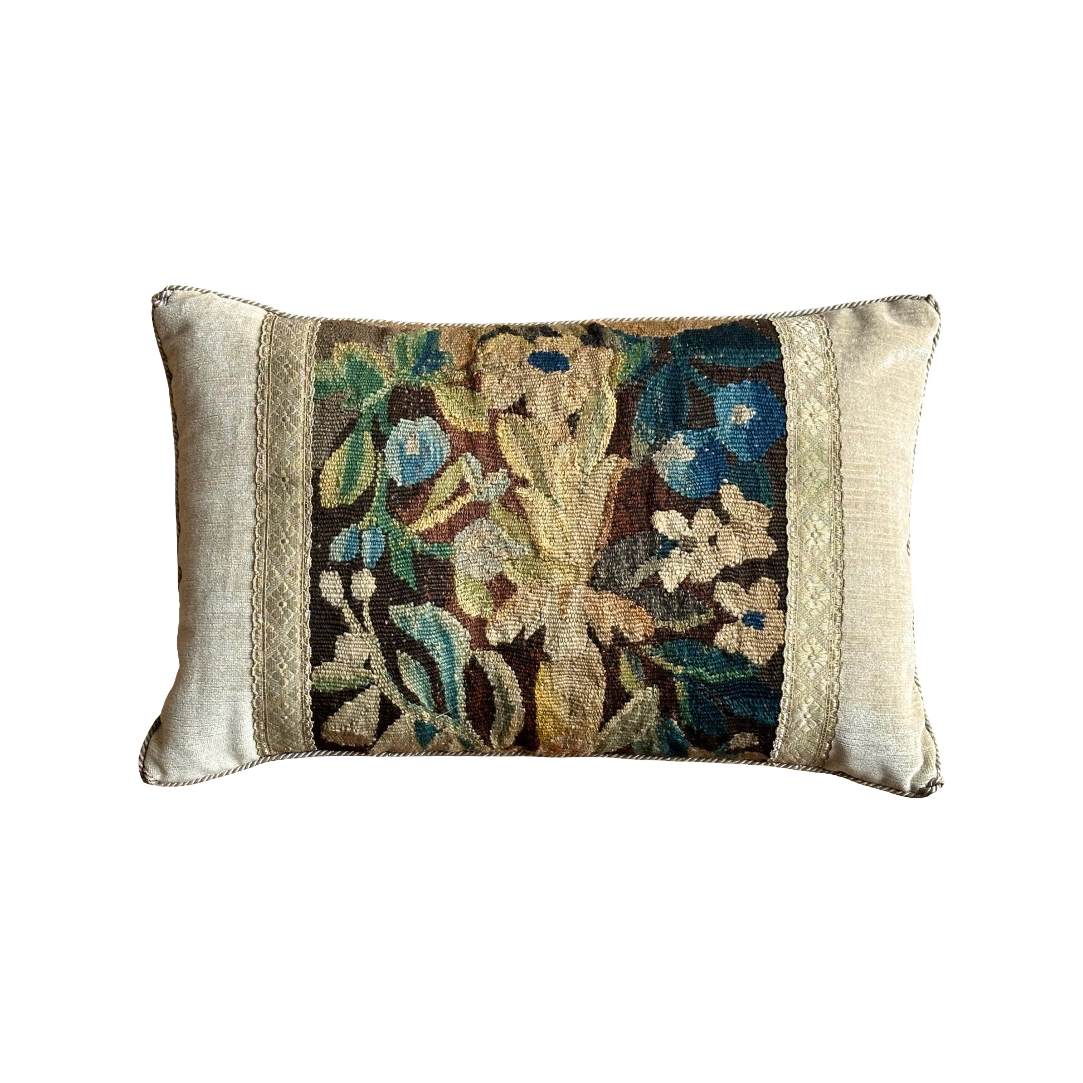 Antique European Tapestry Fragment (#T111524B | 12.25" x 19") New Pillows B. Viz Design