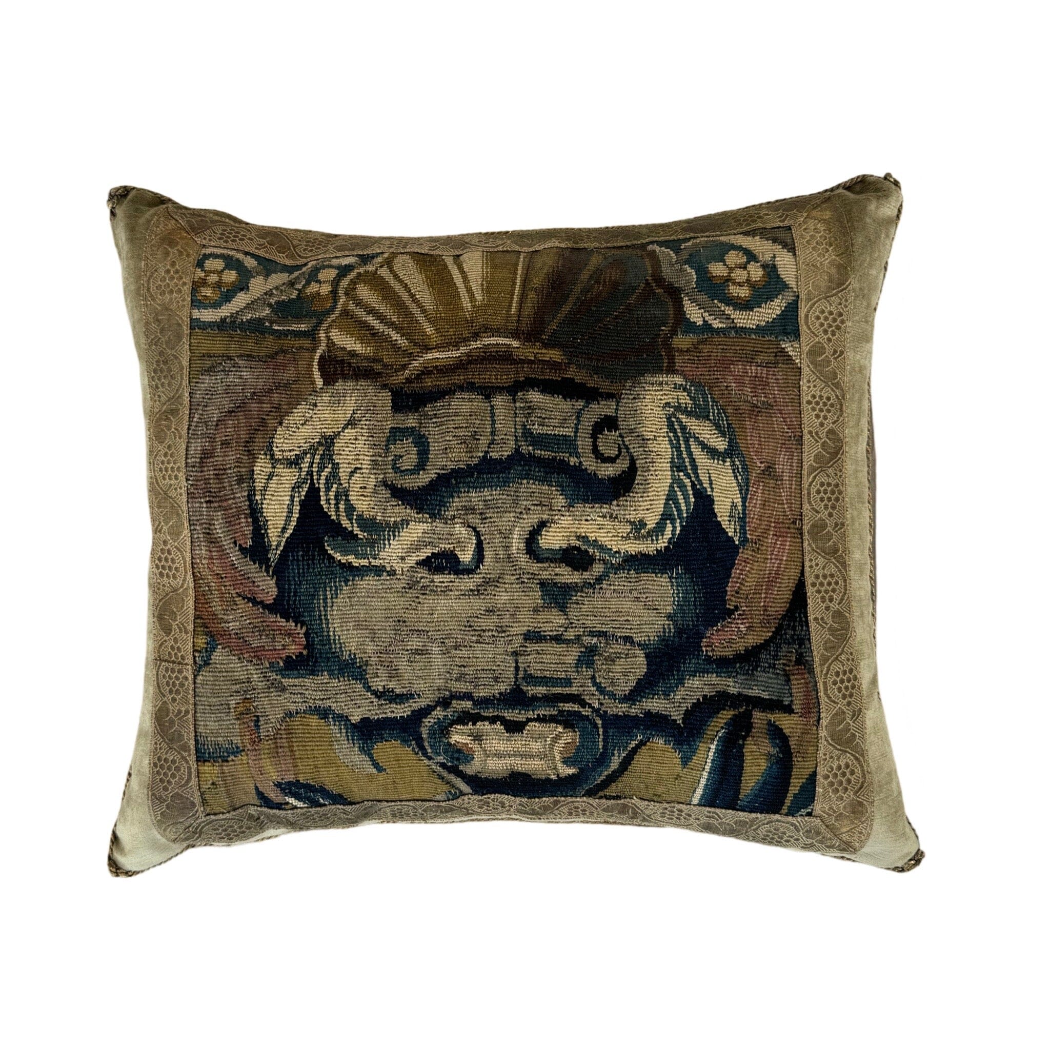 Antique Flemish Tapestry Fragment (#T041324A | 17 x 20”) Pillows B. Viz Design