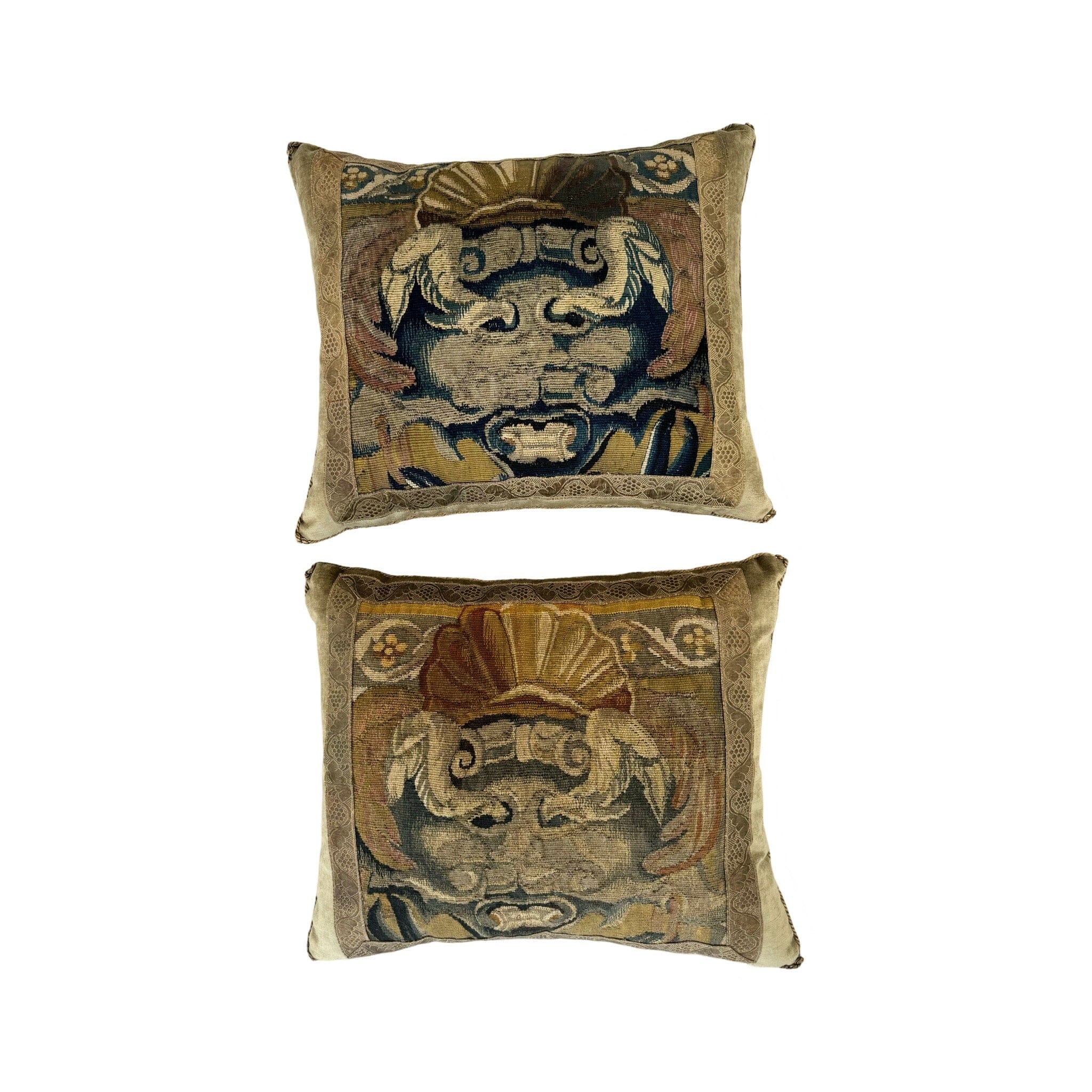 Antique Flemish Tapestry Fragment (#T041324B | 17 x 20”) Pillows B. Viz Design