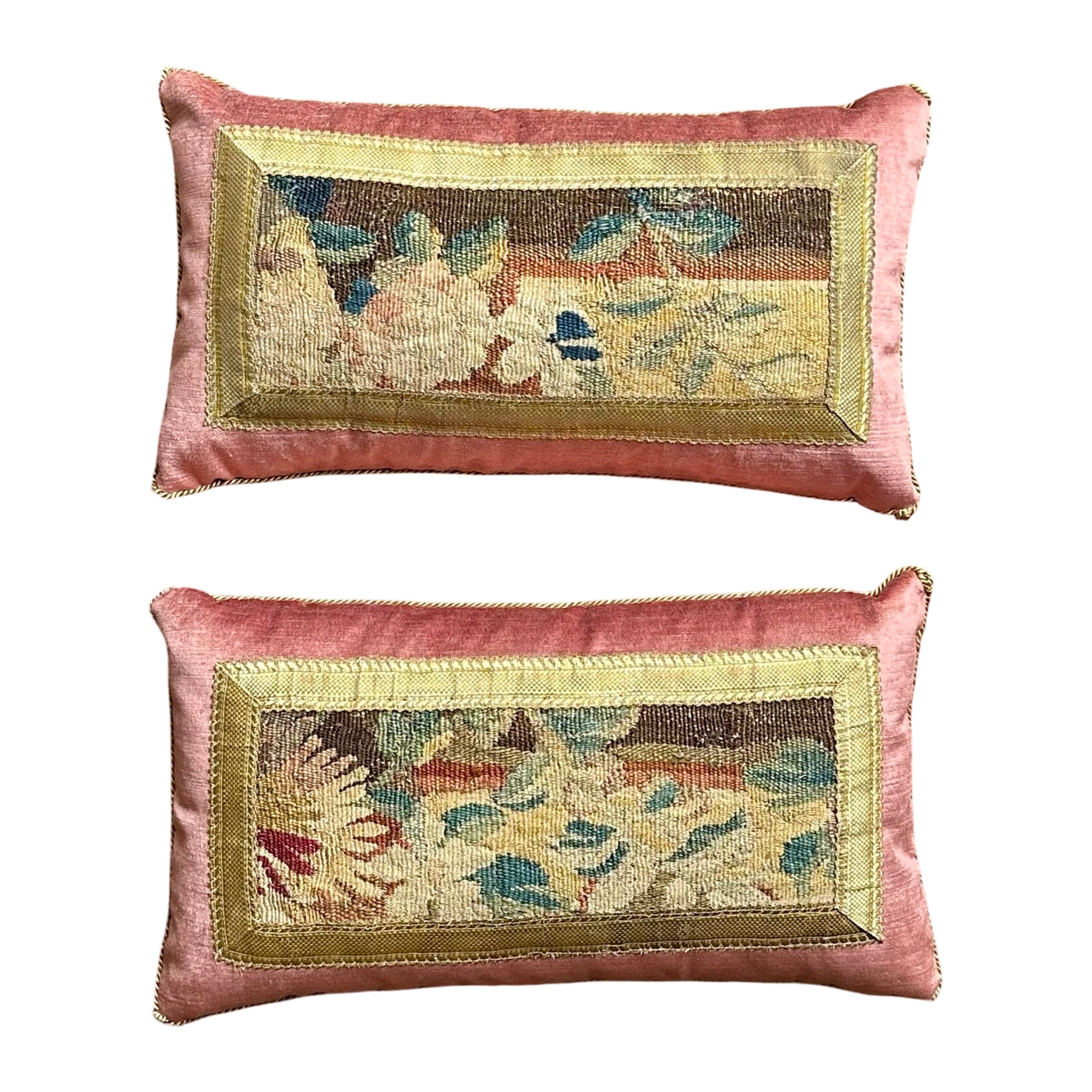 Antique Flemish Tapestry Fragment (#T052325B| 11" x 19.5") New Pillows B. Viz Design