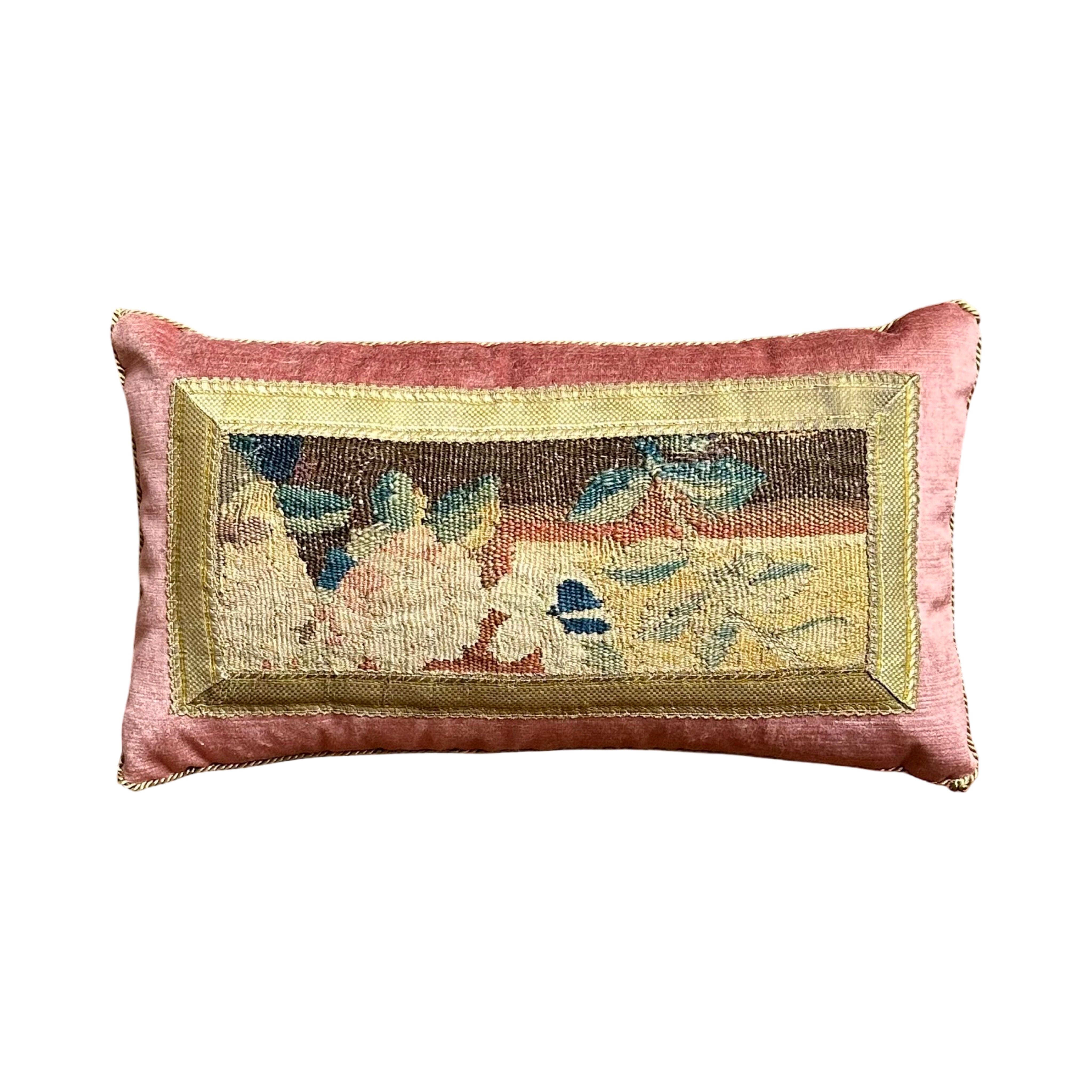 Antique Flemish Tapestry Fragment (#T052325B| 11" x 19.5") New Pillows B. Viz Design